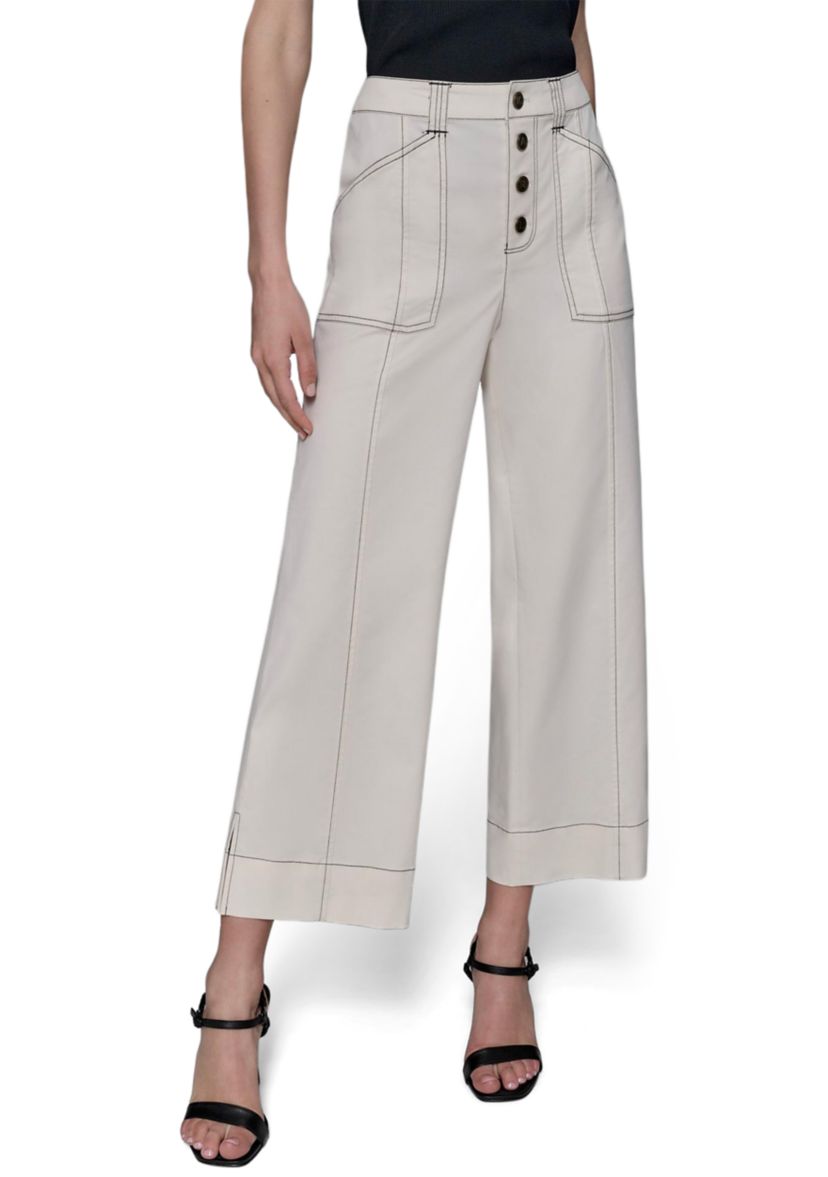 Womens Contrast Stitched Flare Pants