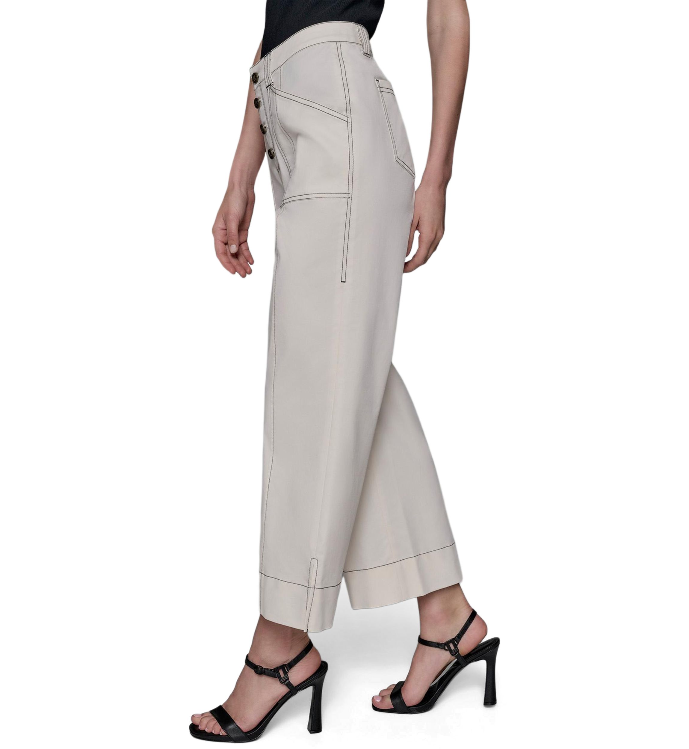 Womens Contrast Stitched Flare Pants