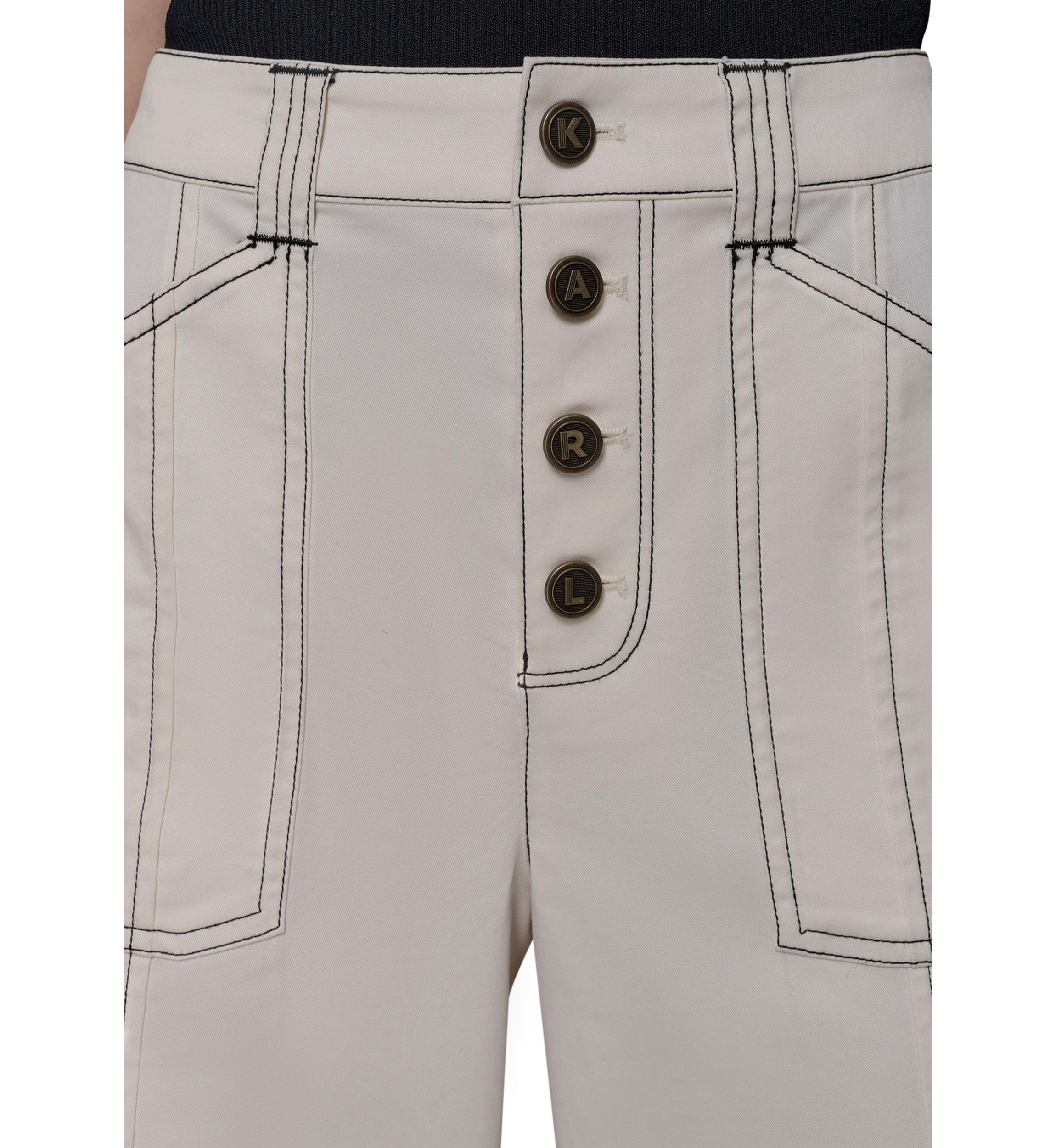 Womens Contrast Stitched Flare Pants