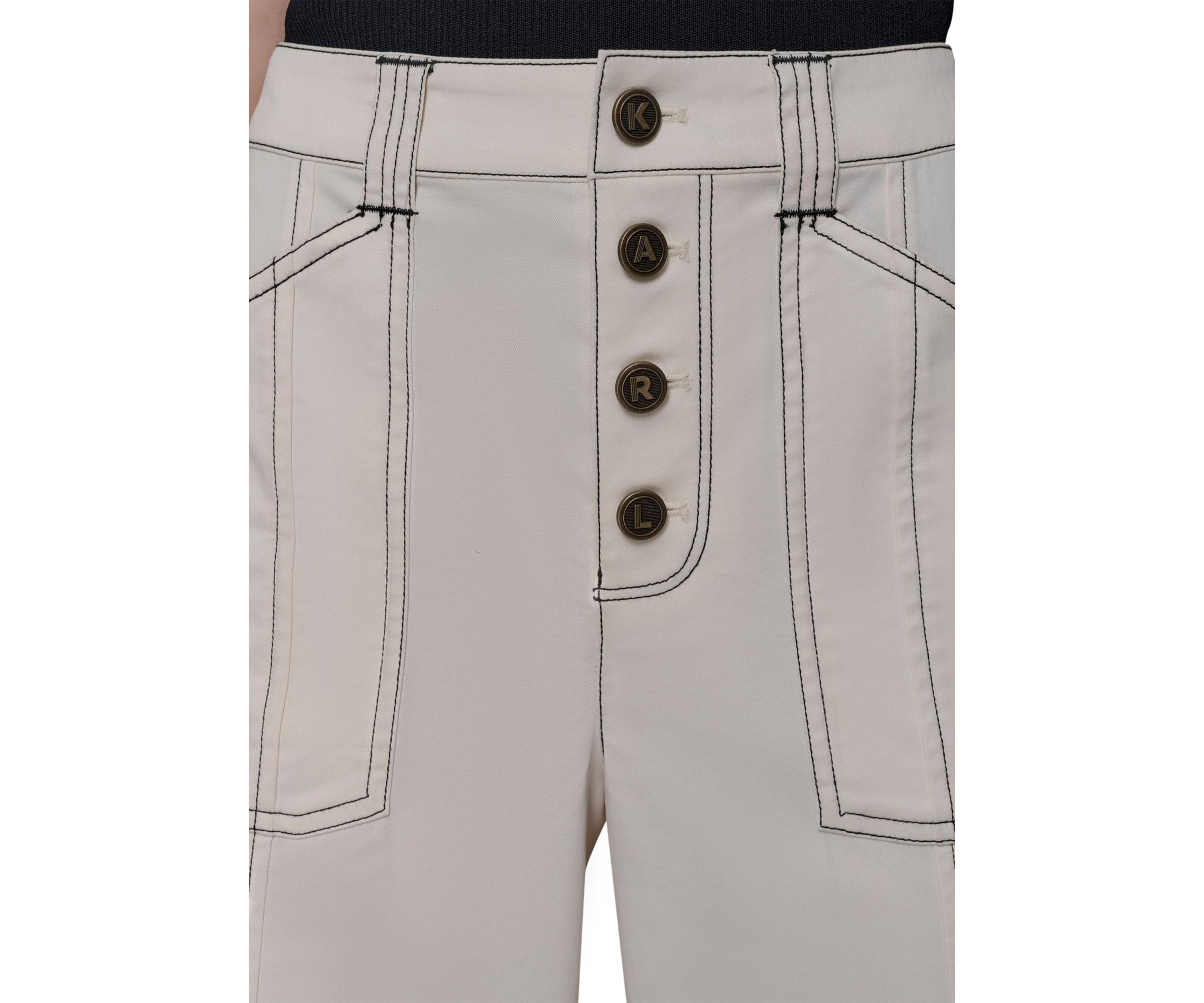 Womens Contrast Stitched Flare Pants