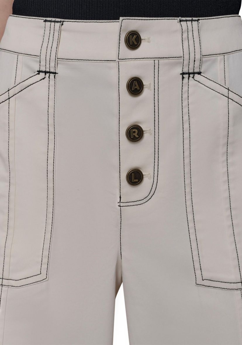 Womens Contrast Stitched Flare Pants