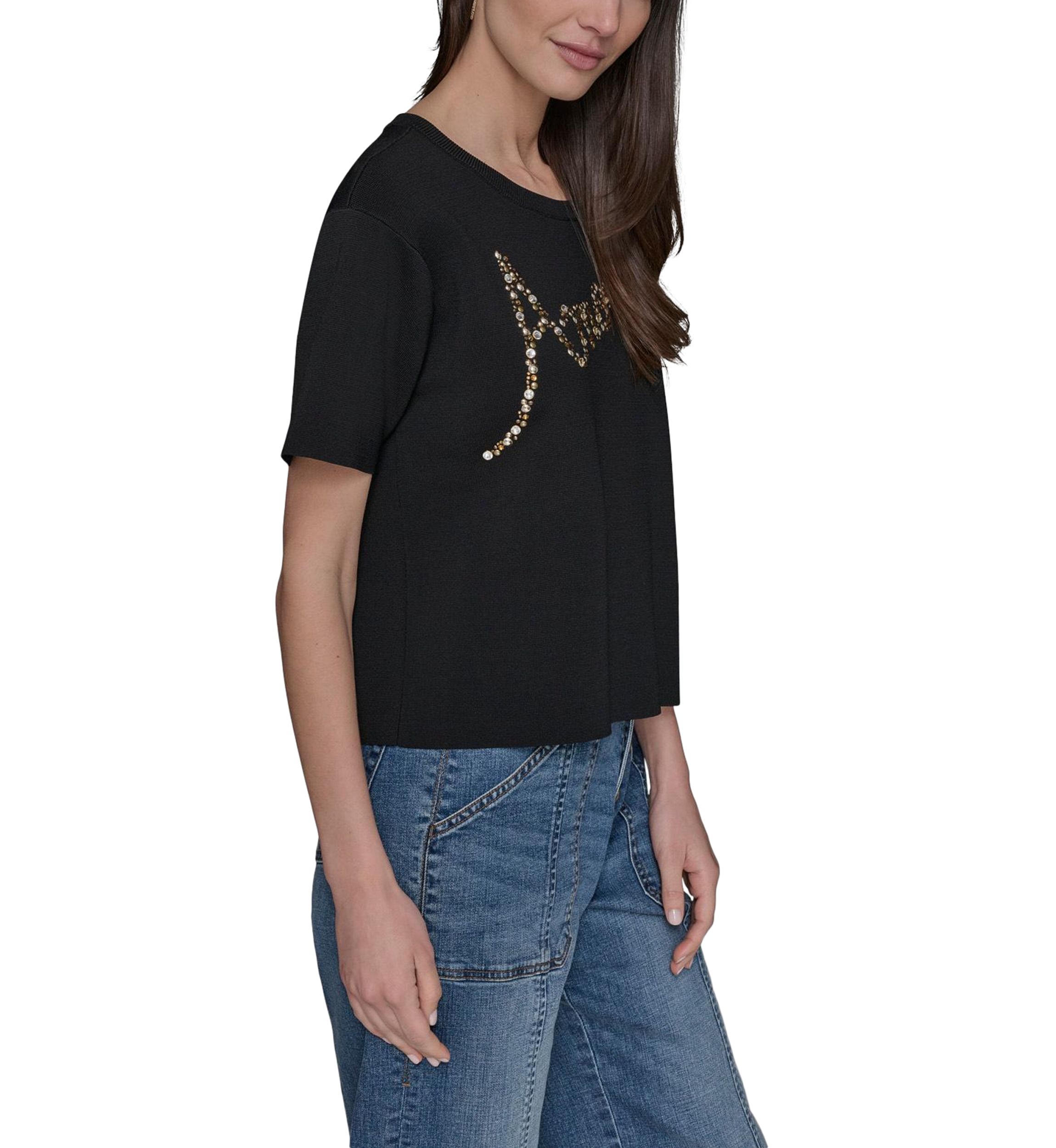 Womens Short Sleeve Amour Studded Sweater
