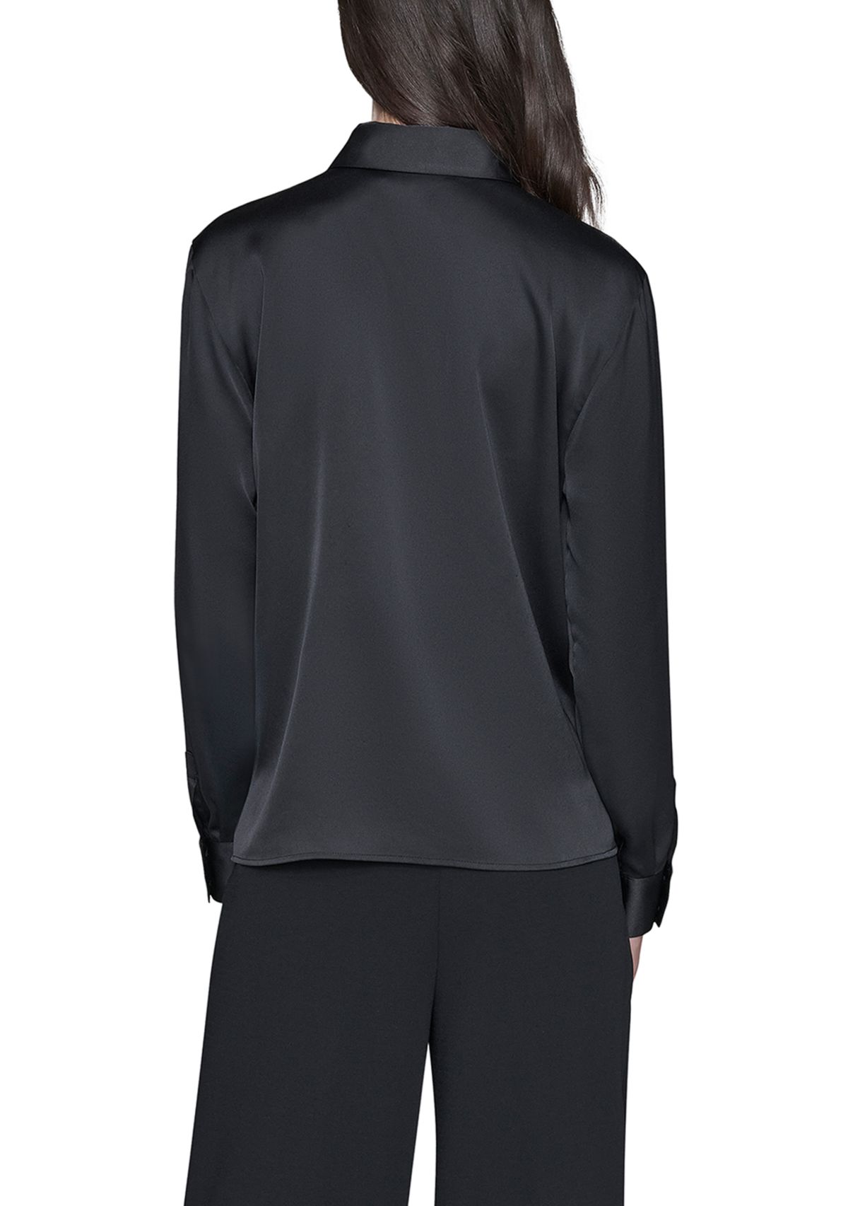Womens Long Sleeve Placed Print Collared Shirt