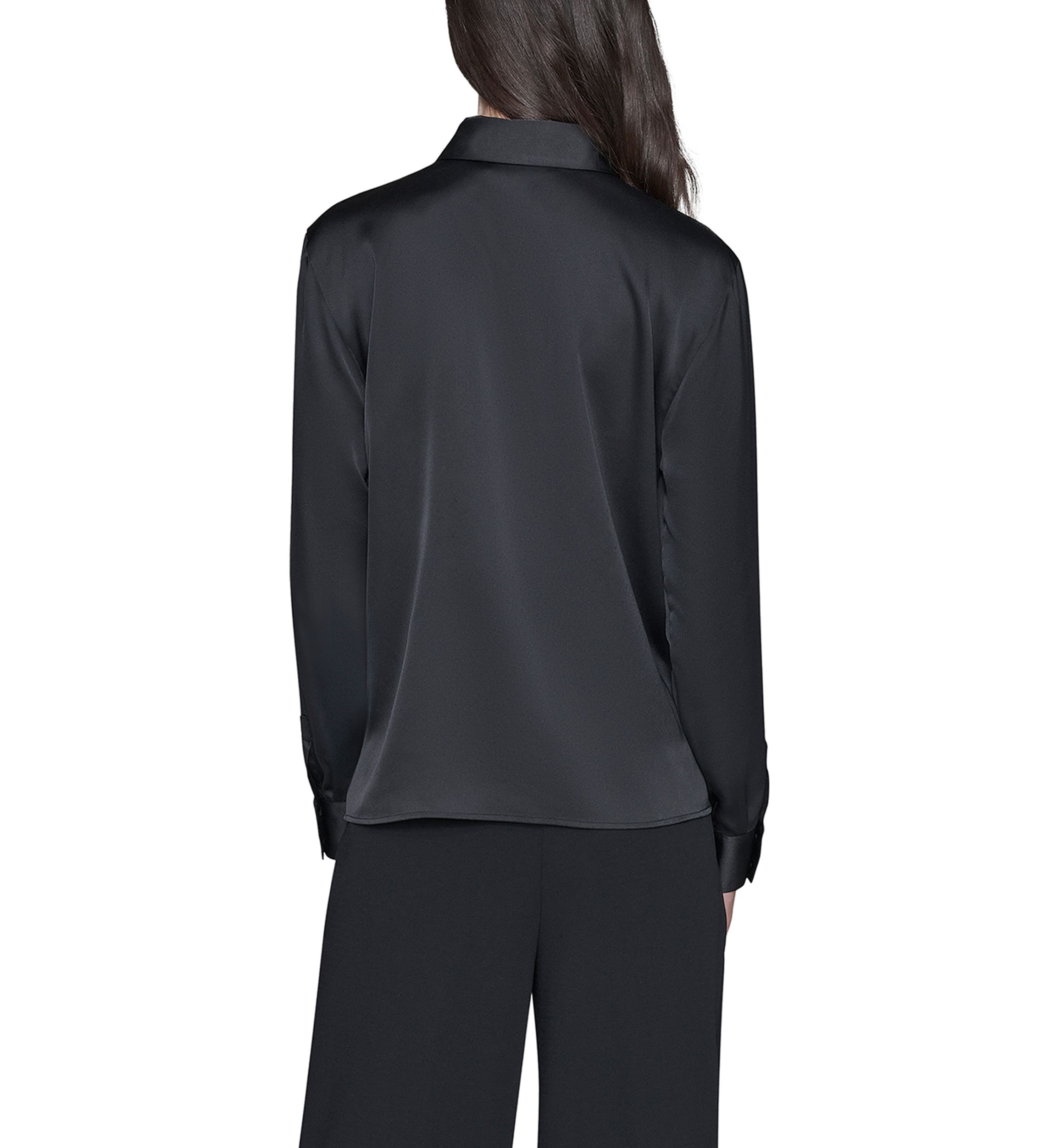 Womens Long Sleeve Placed Print Collared Shirt