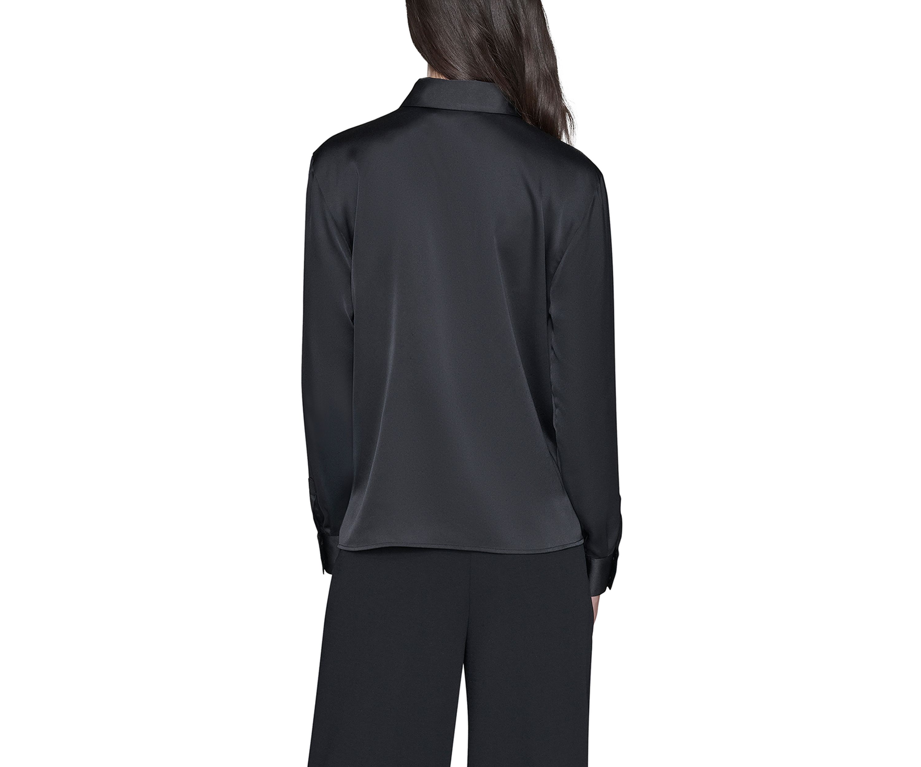 Womens Long Sleeve Placed Print Collared Shirt