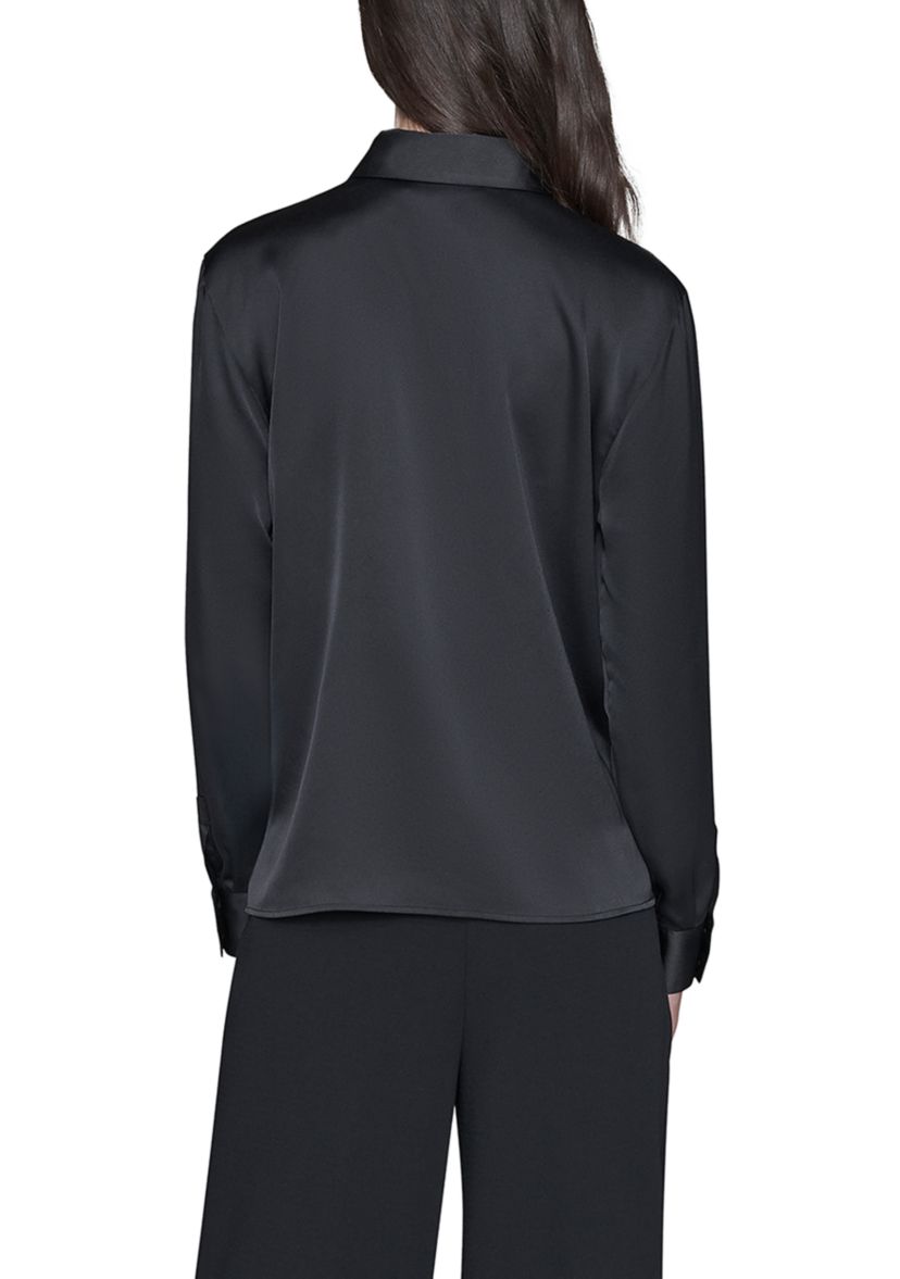 Womens Long Sleeve Placed Print Collared Shirt