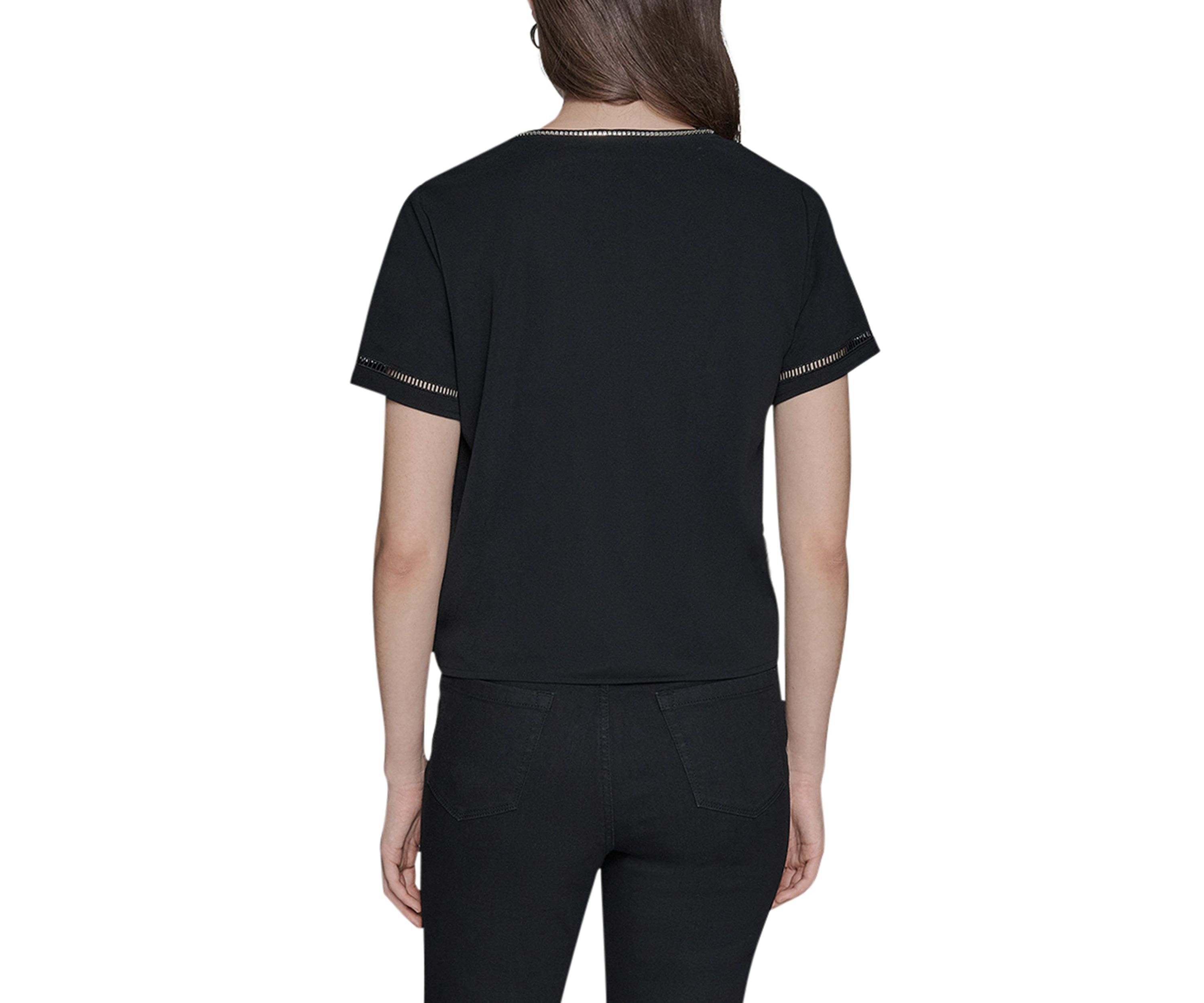 Womens Rhnetone Bow Knit Top