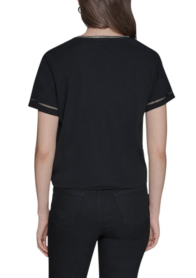 Womens Rhnetone Bow Knit Top
