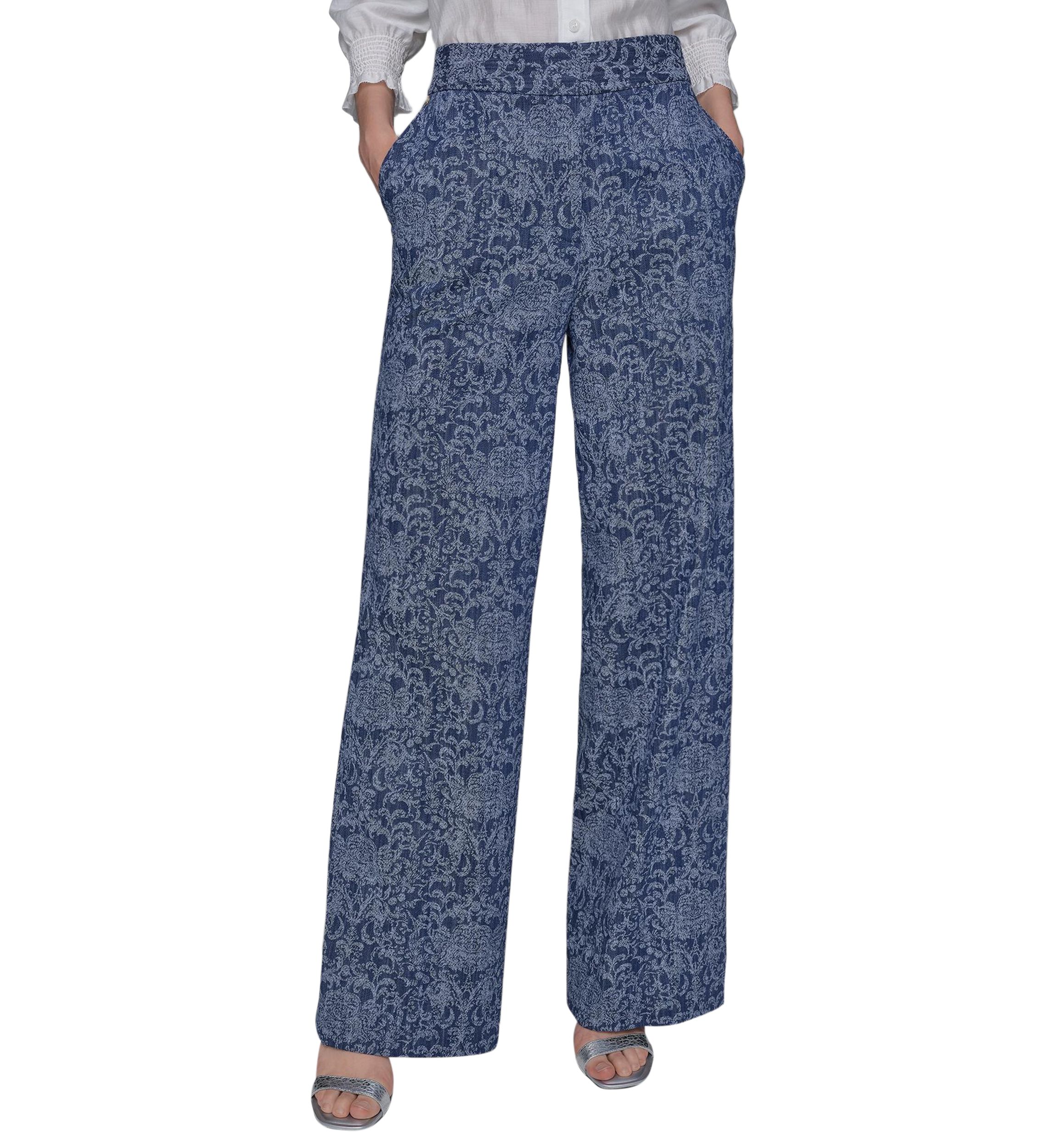 Womens Damask Embossed Denim Jeans