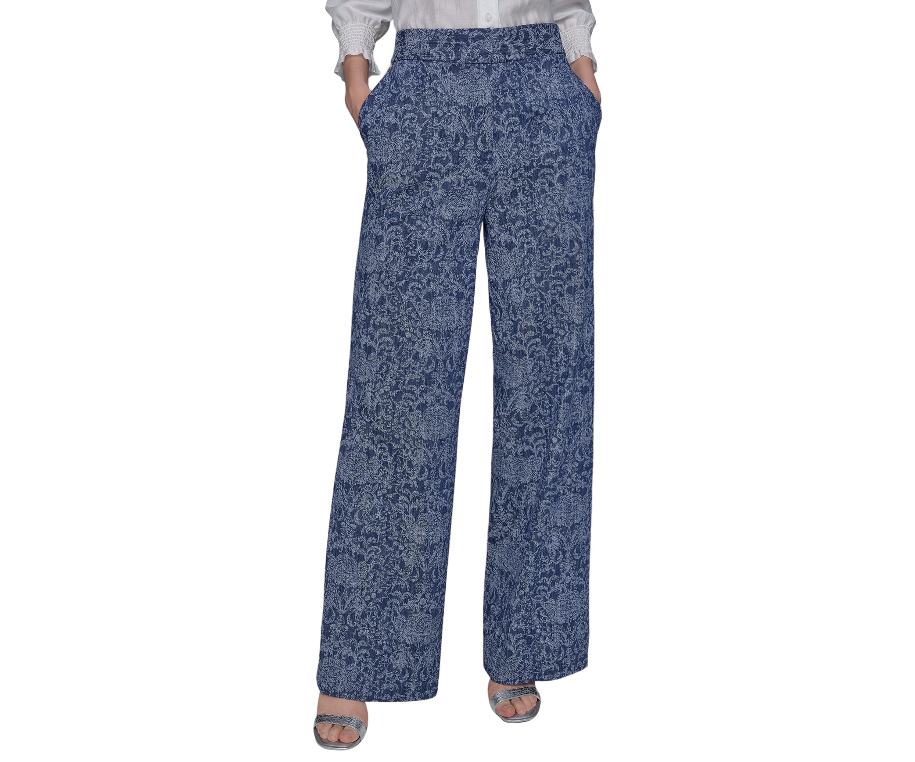 Womens Damask Embossed Denim Jeans