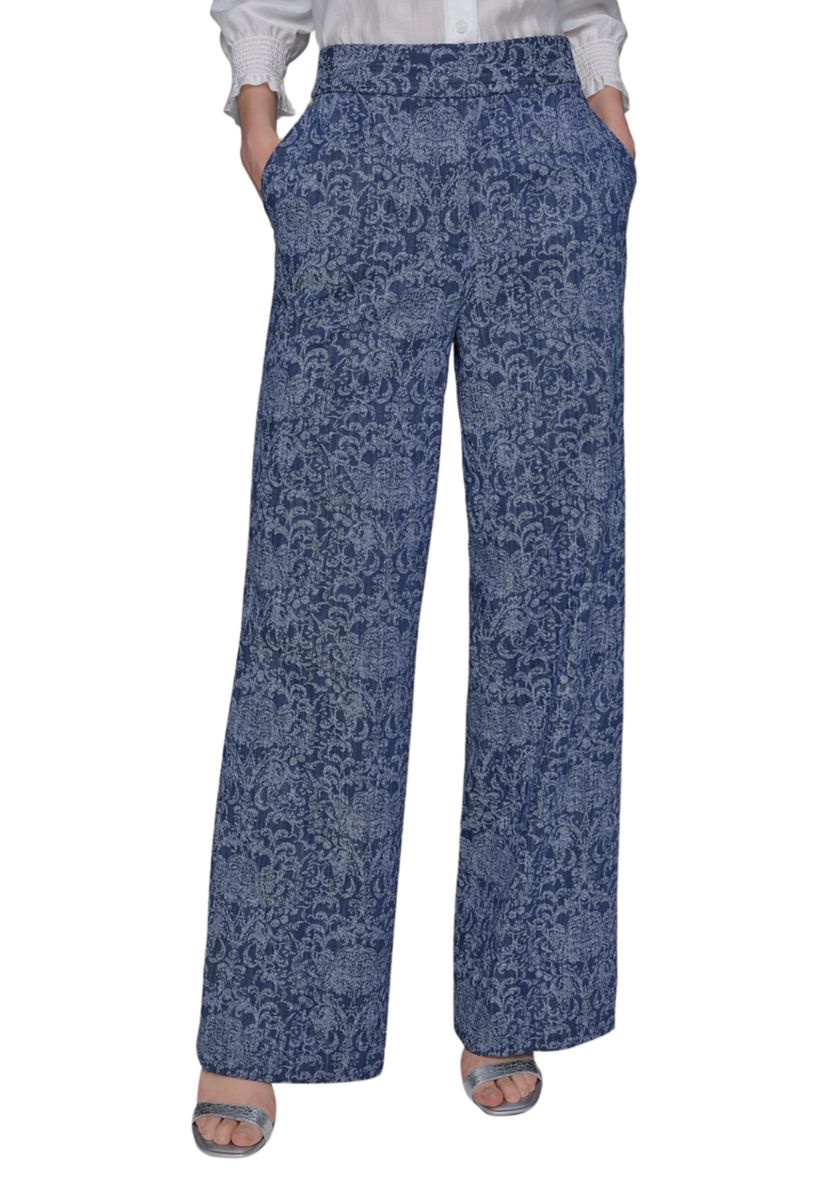 Womens Damask Embossed Denim Jeans