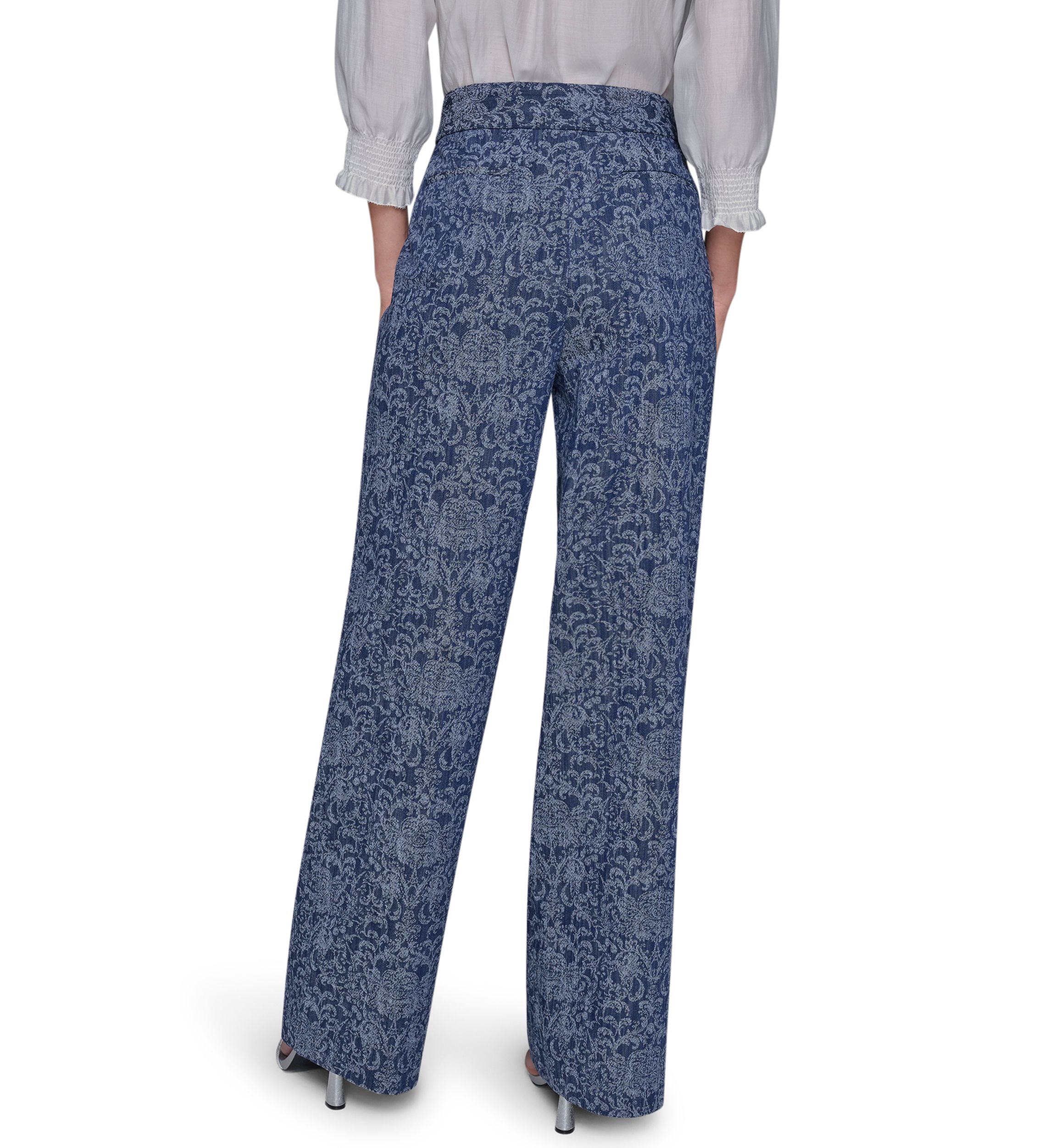 Womens Damask Embossed Denim Jeans