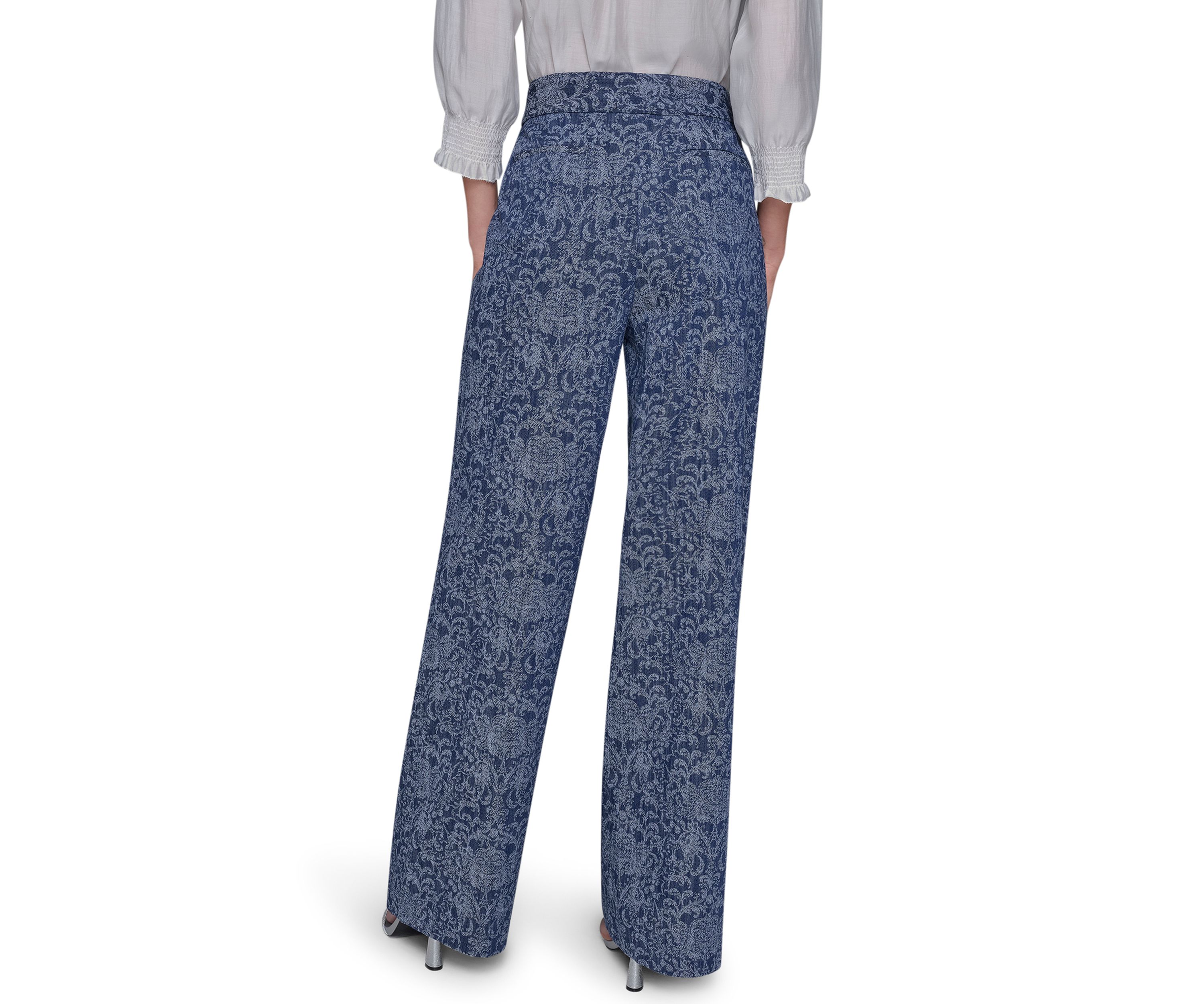 Womens Damask Embossed Denim Jeans