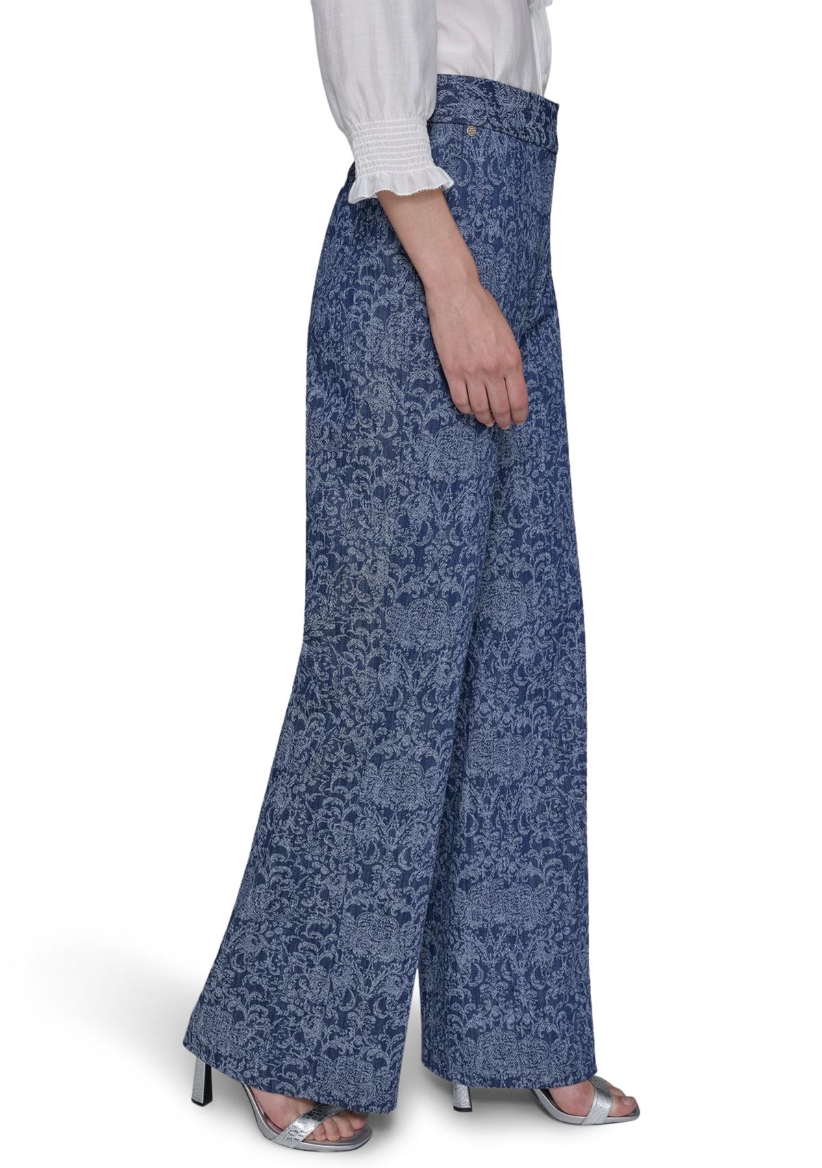 Womens Damask Embossed Denim Jeans