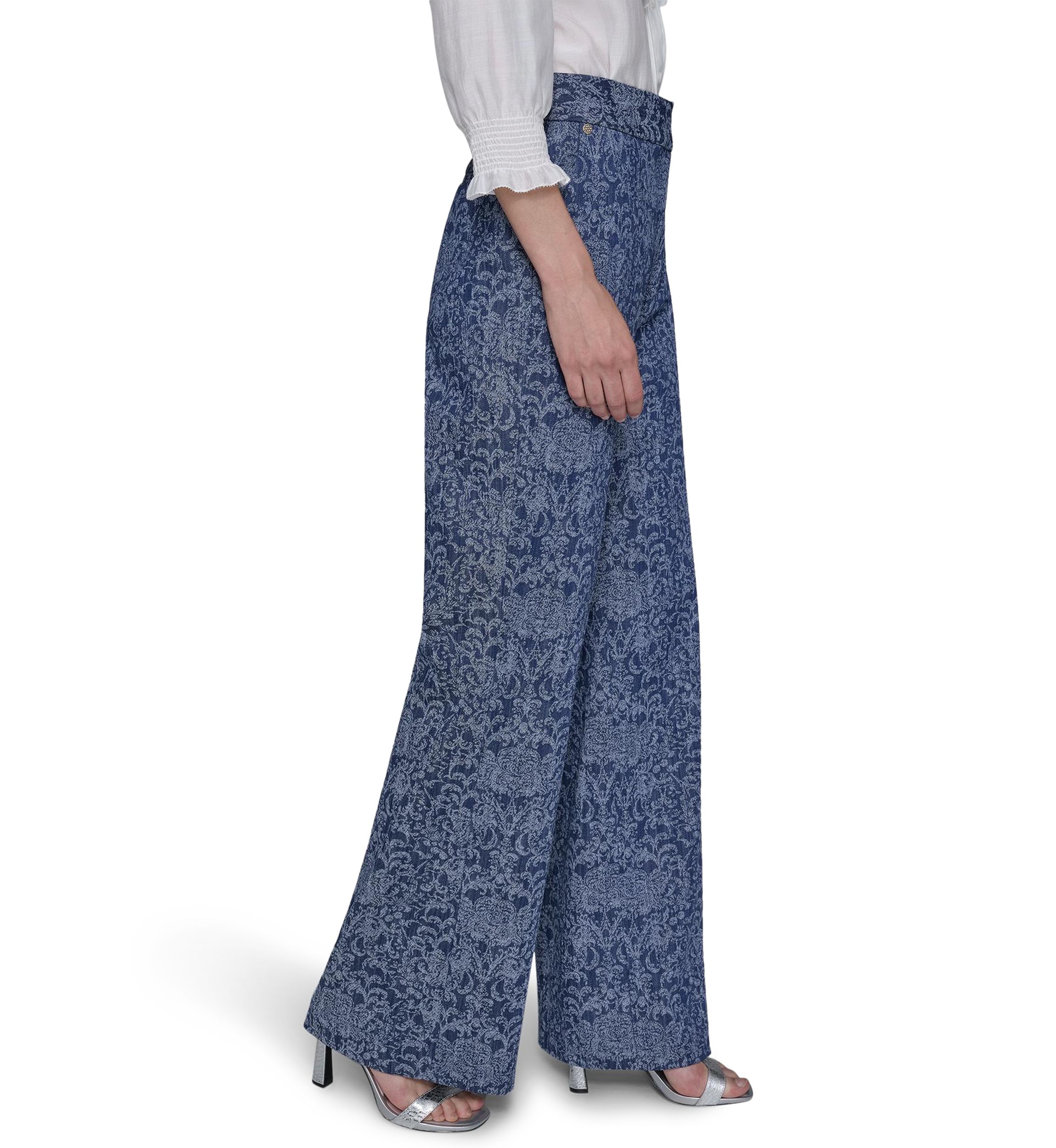 Womens Damask Embossed Denim Jeans