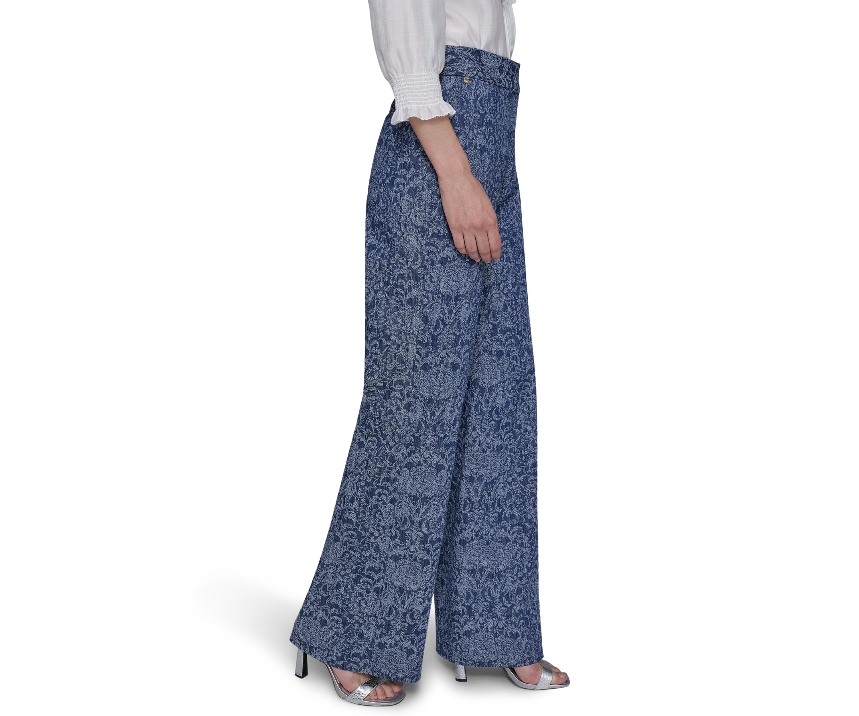 Womens Damask Embossed Denim Jeans