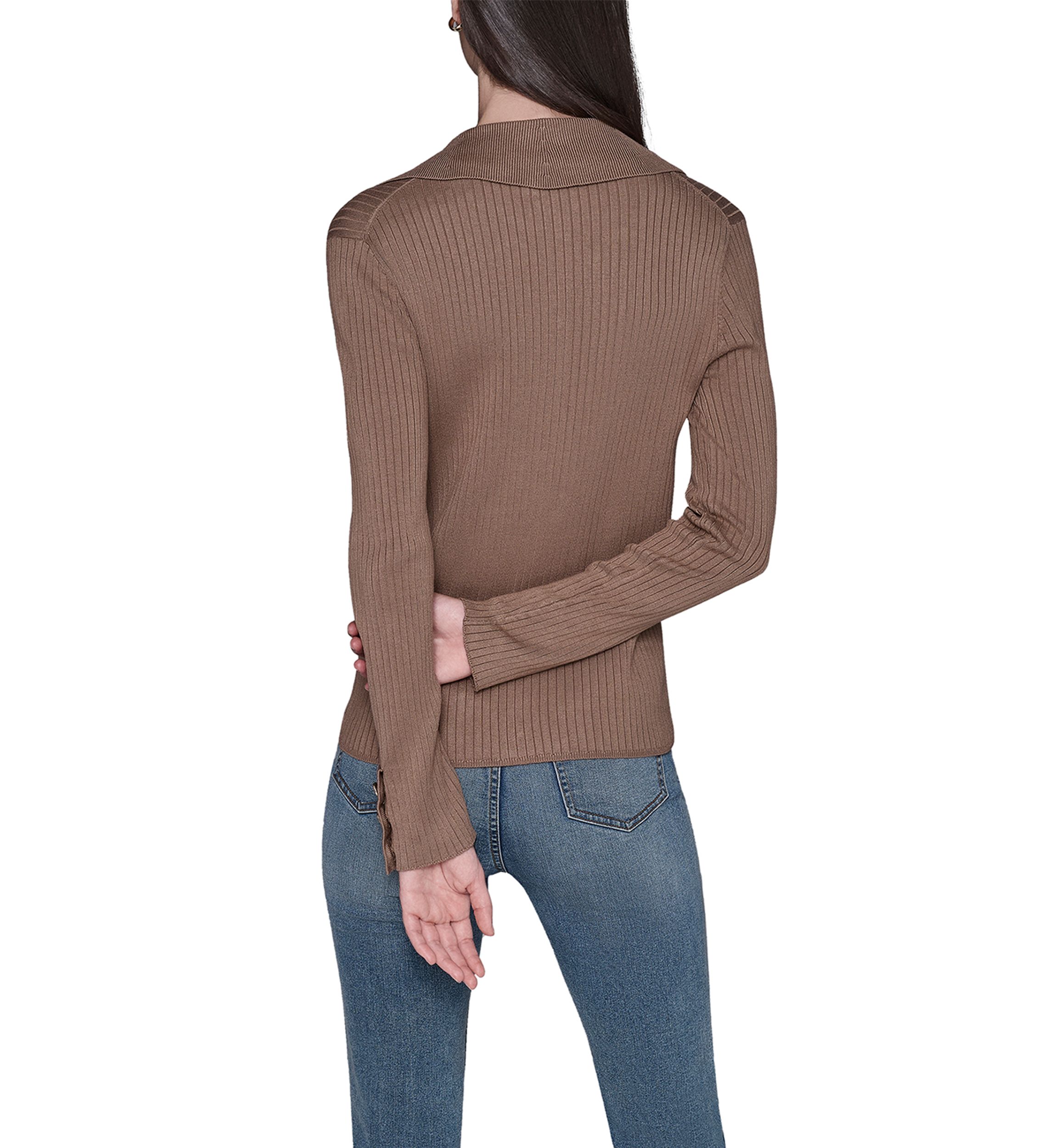 Womens Button Front Ribbed Sweater