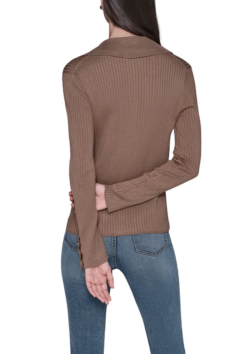Womens Button Front Ribbed Sweater