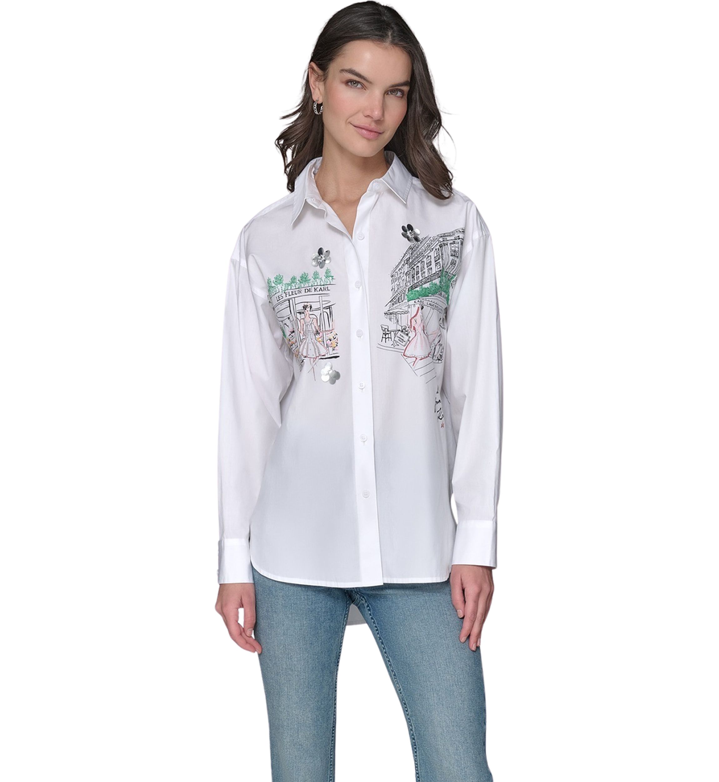 Womens Long Sleeve Paris Scene Tunic Shirt