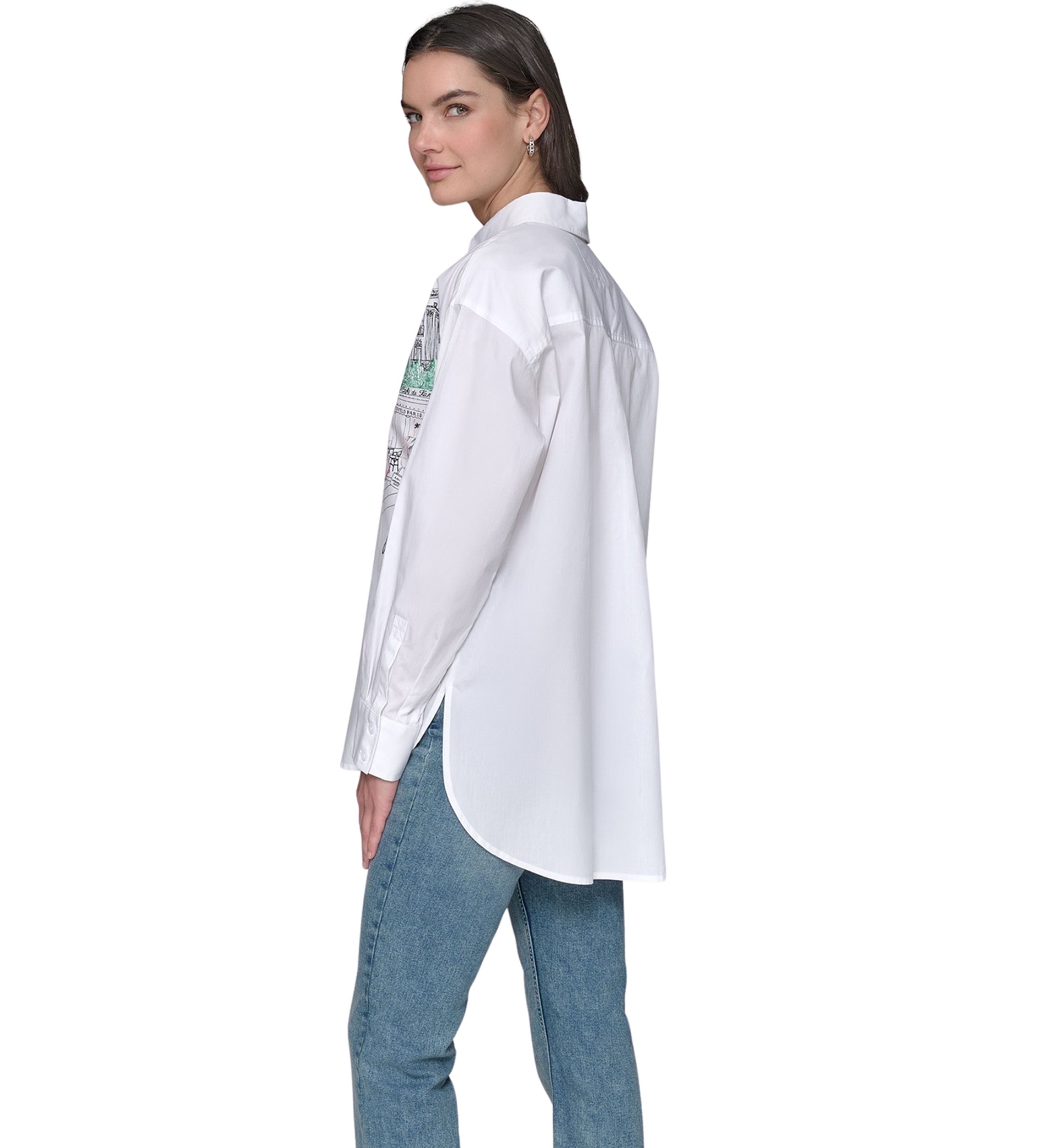 Womens Long Sleeve Paris Scene Tunic Shirt
