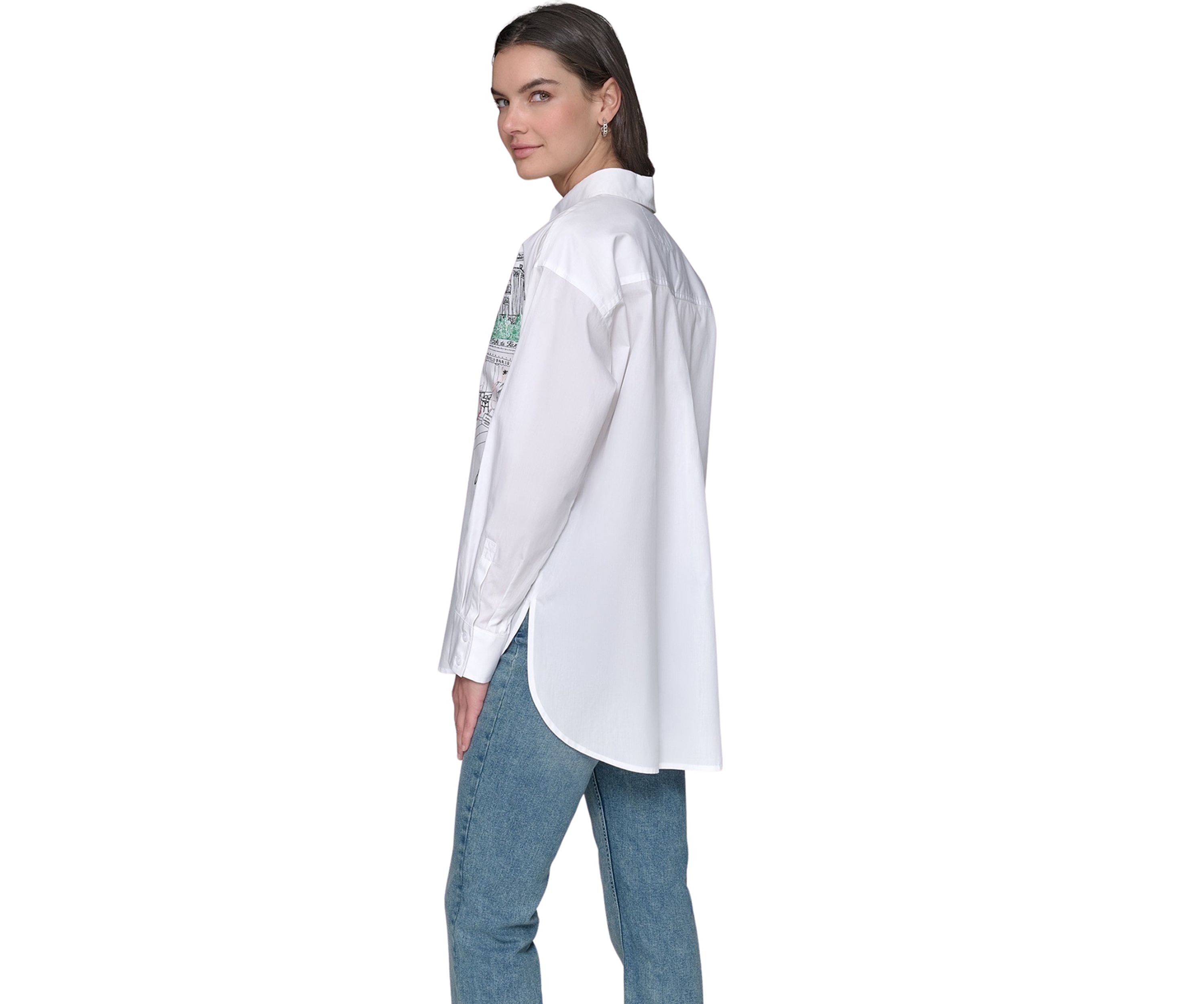 Womens Long Sleeve Paris Scene Tunic Shirt