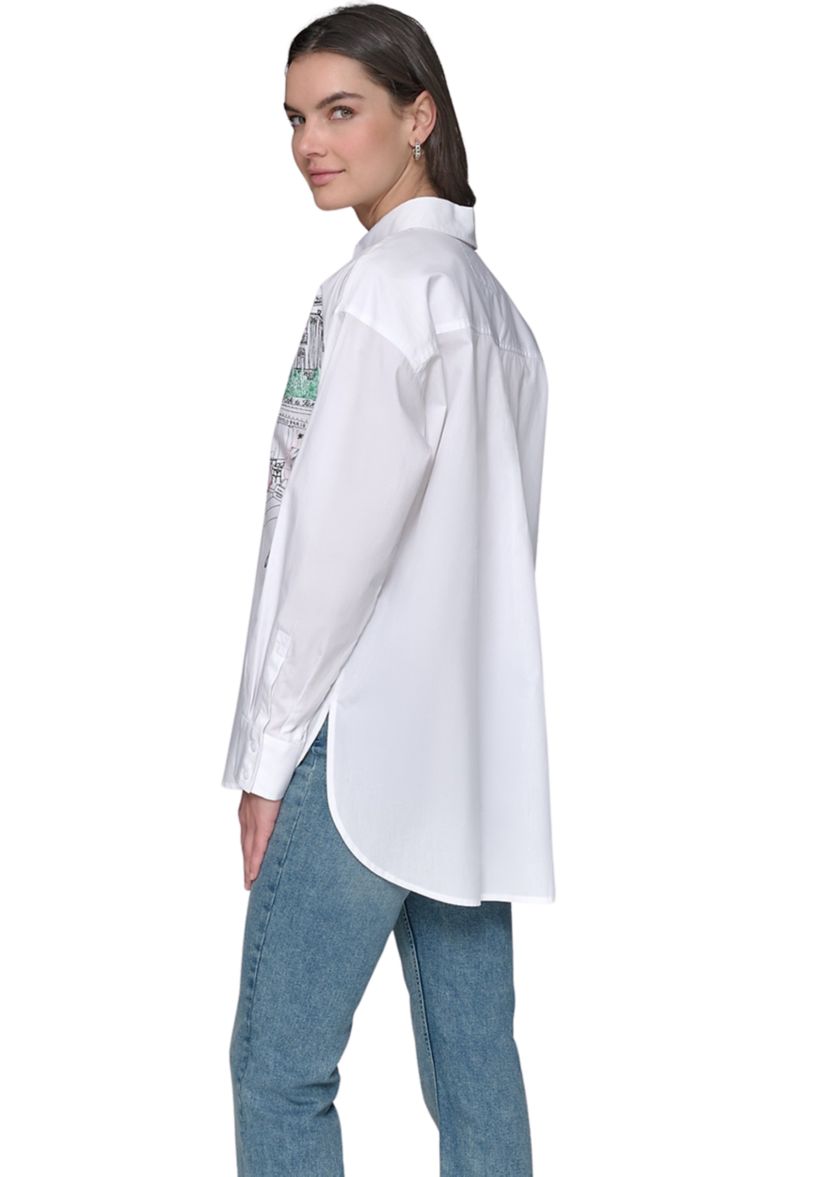 Womens Long Sleeve Paris Scene Tunic Shirt