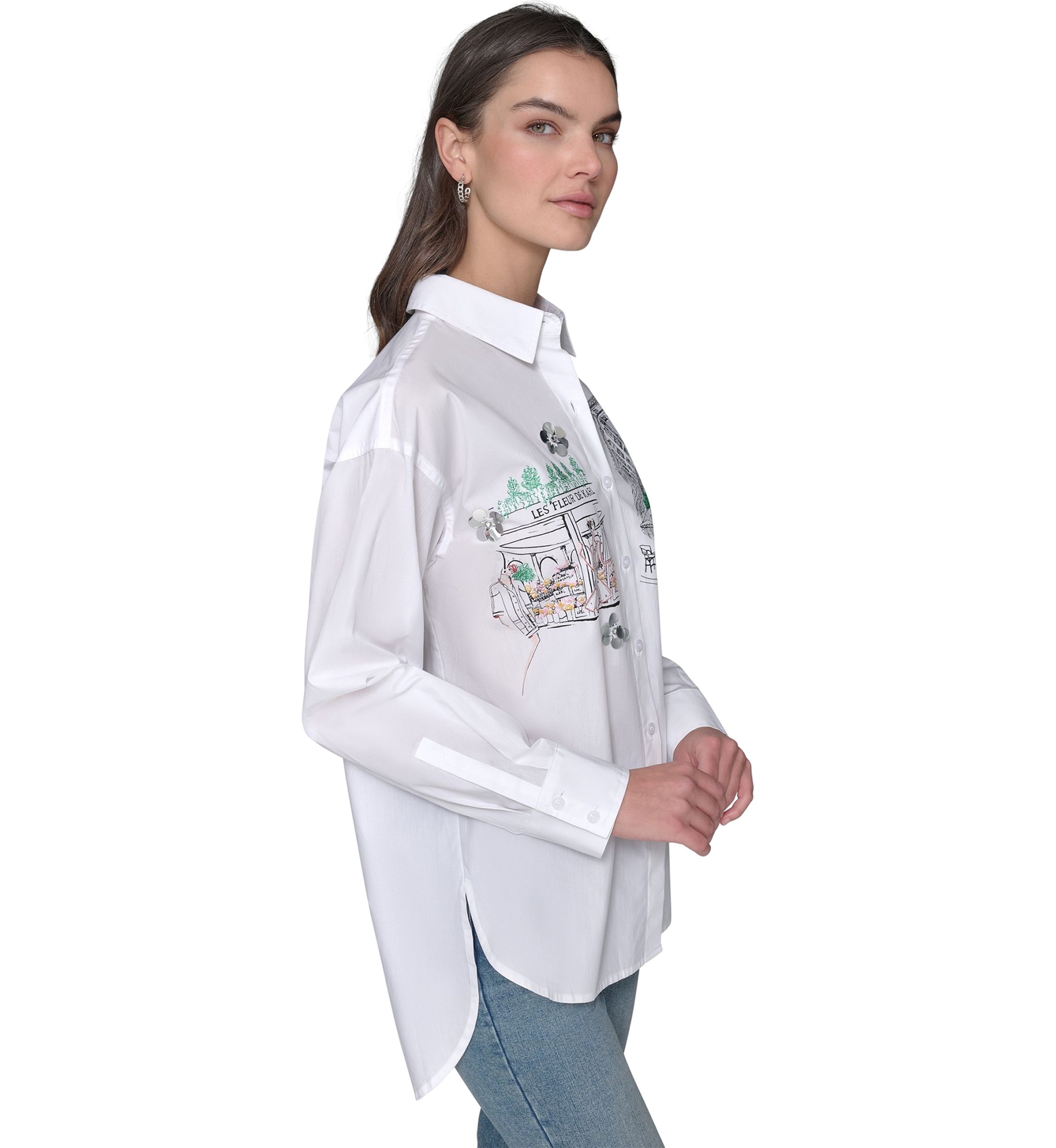 Womens Long Sleeve Paris Scene Tunic Shirt