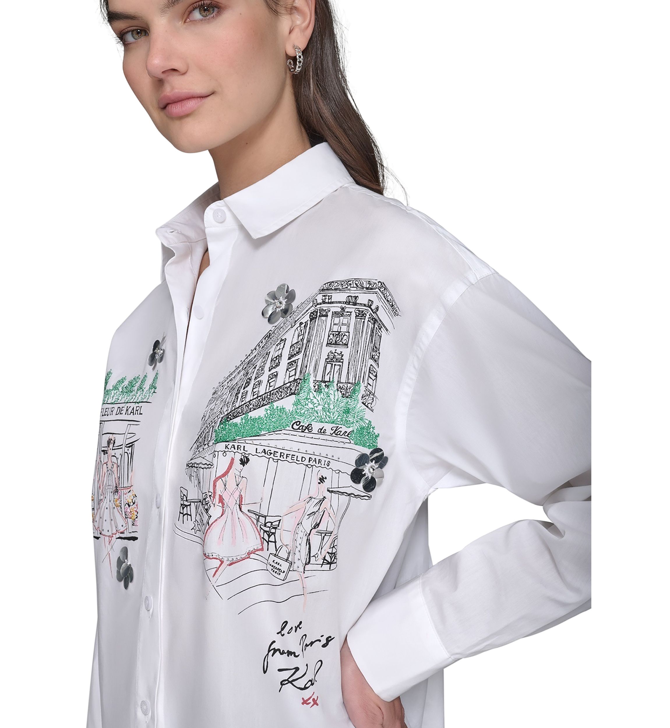 Womens Long Sleeve Paris Scene Tunic Shirt