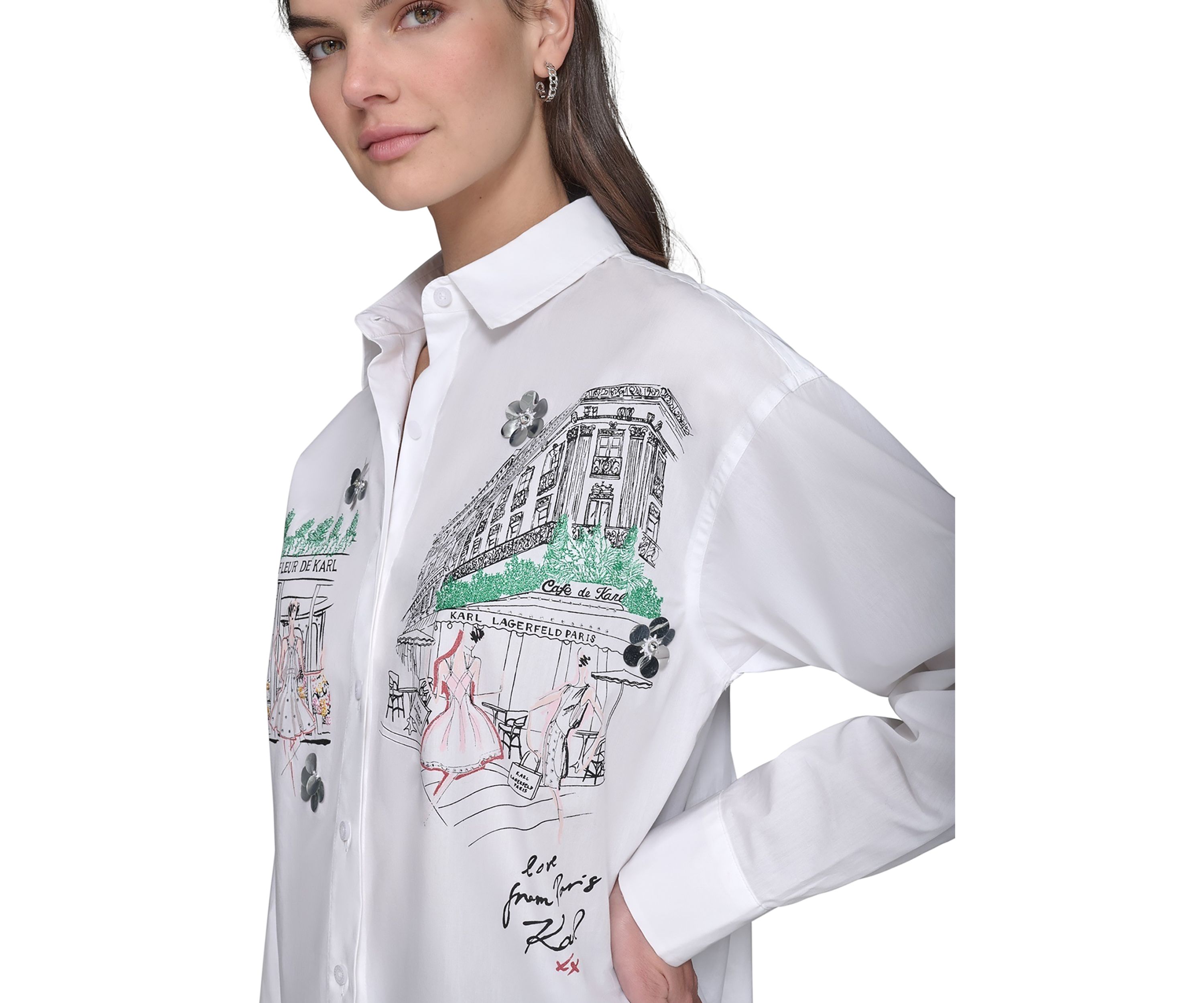 Womens Long Sleeve Paris Scene Tunic Shirt