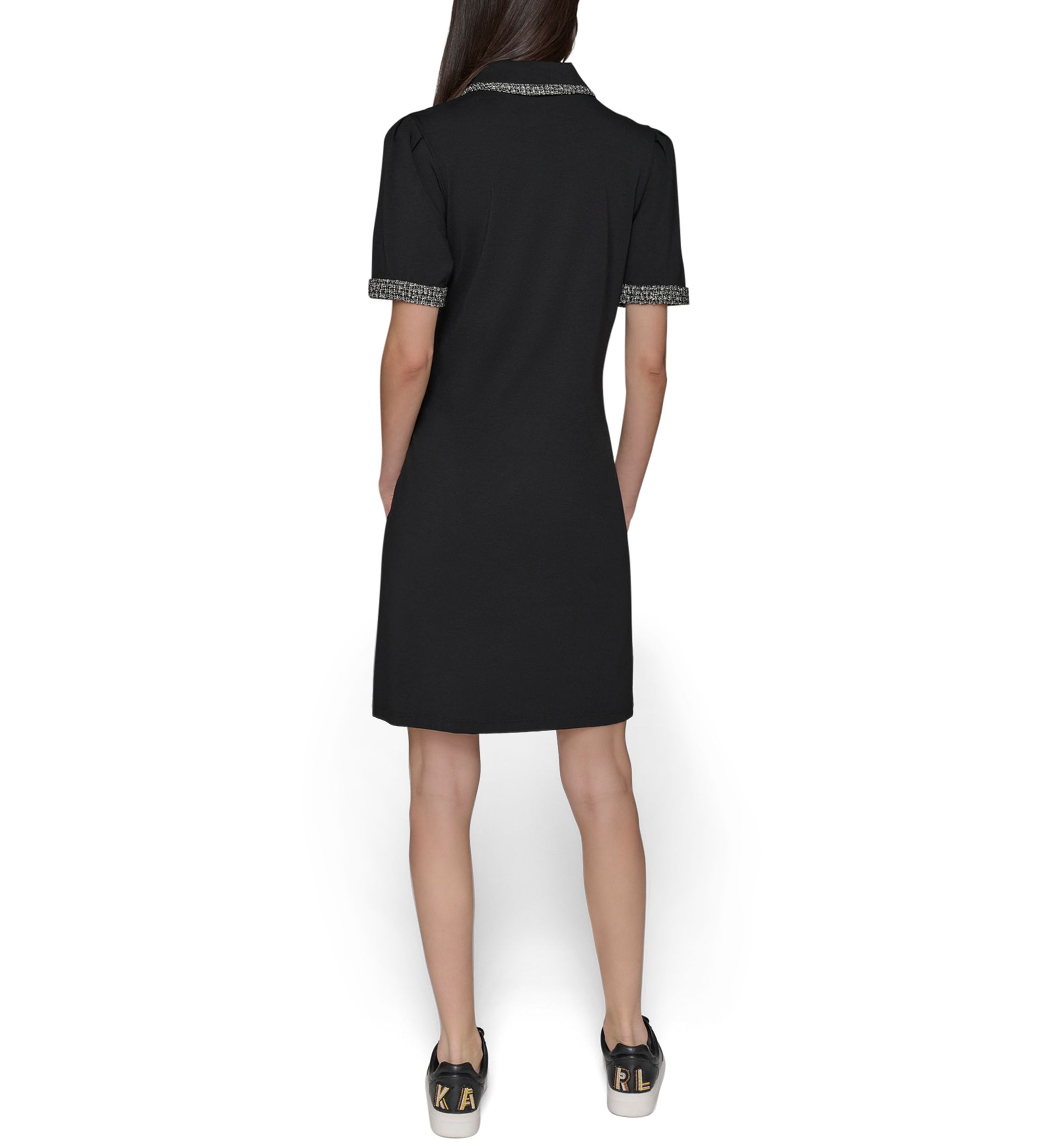 Womens Tweed Trim Midi Dress
