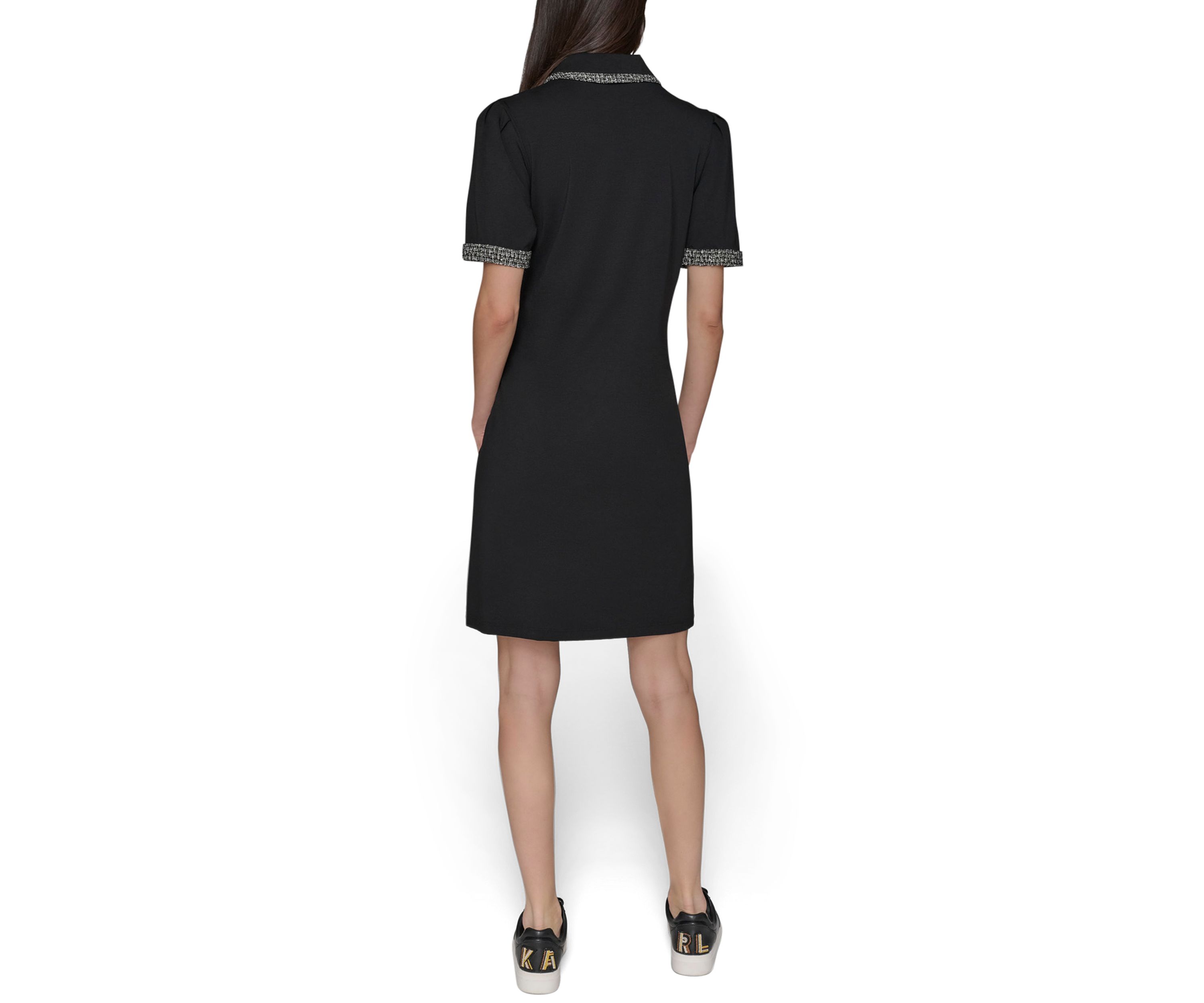 Womens Tweed Trim Midi Dress