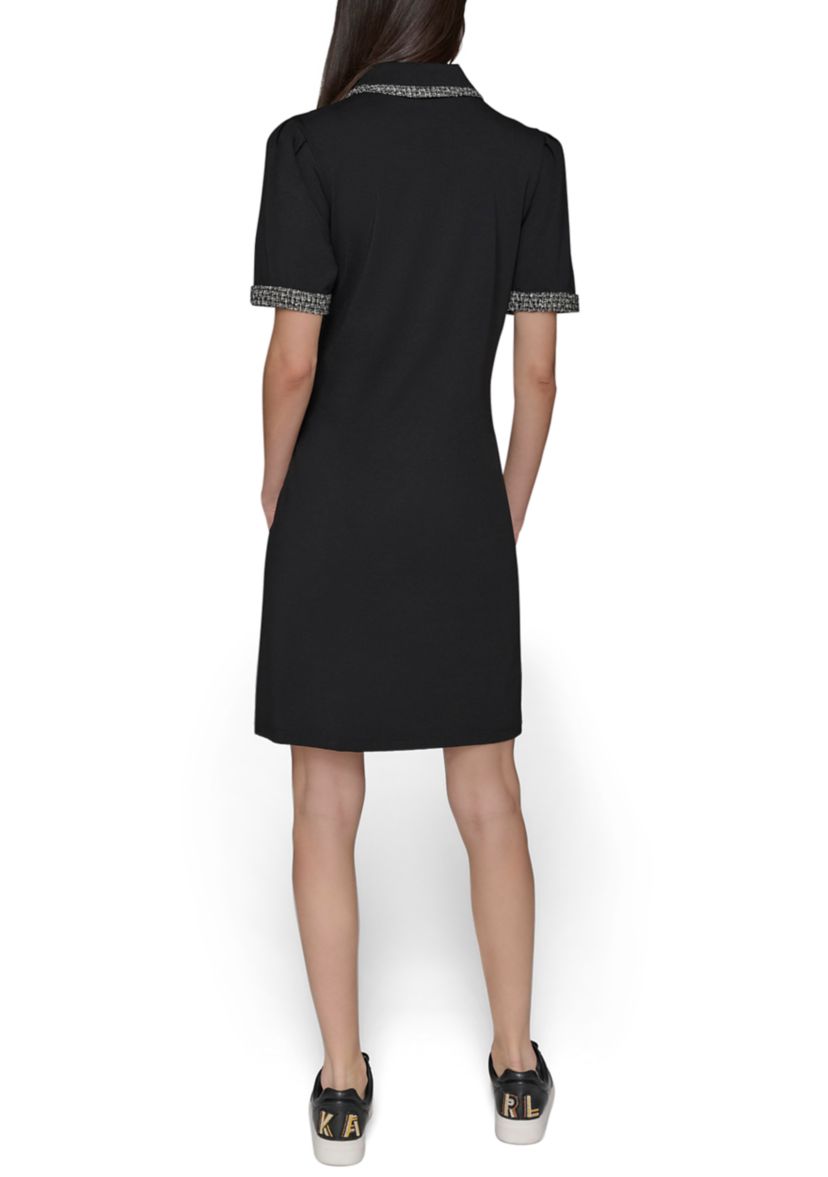 Womens Tweed Trim Midi Dress