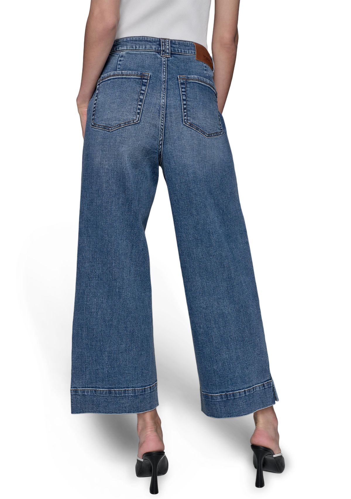 Womens High Rise Front Pocket Flare Denim Pants 