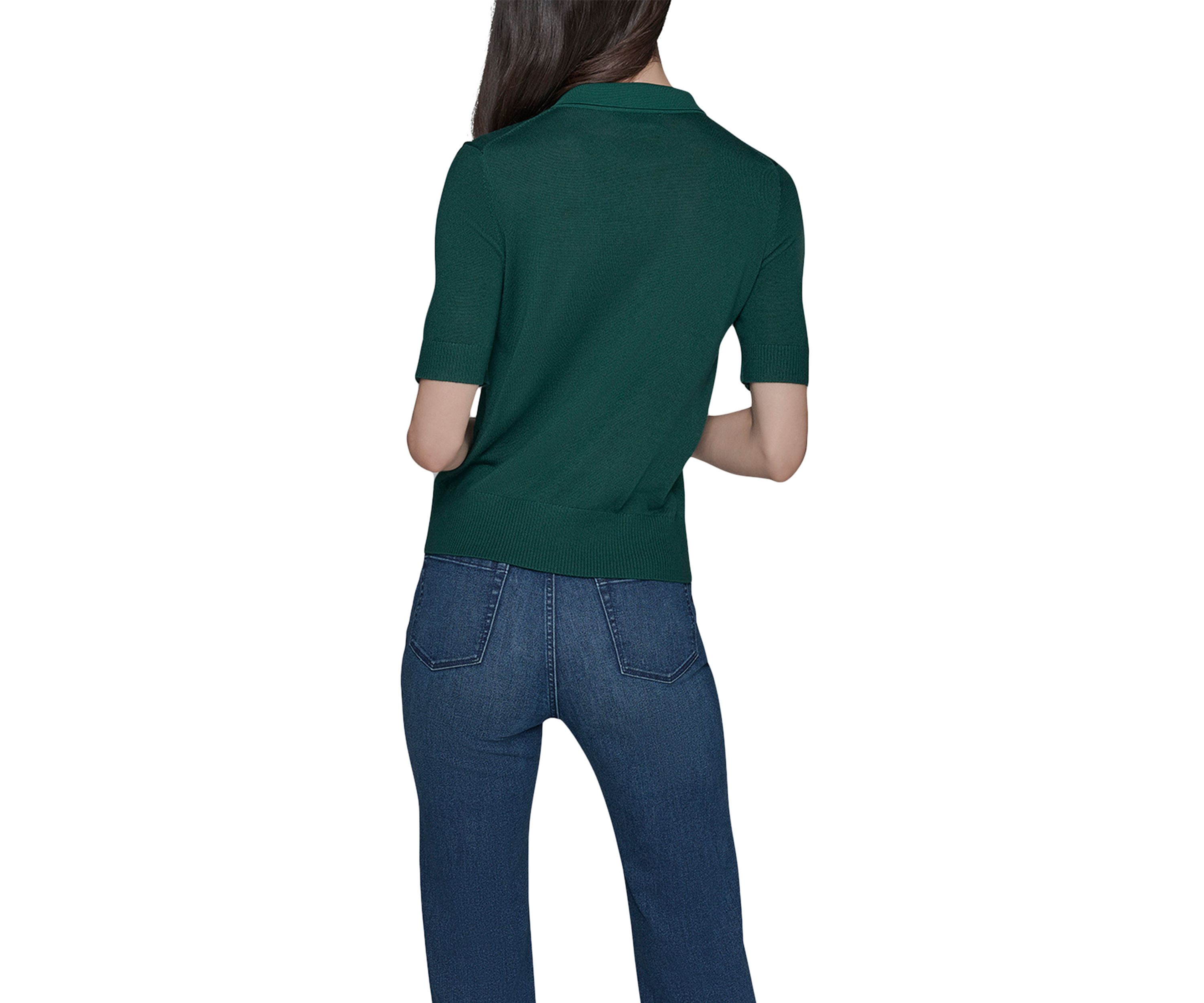 Womens Short Sleeve Polo Sweater