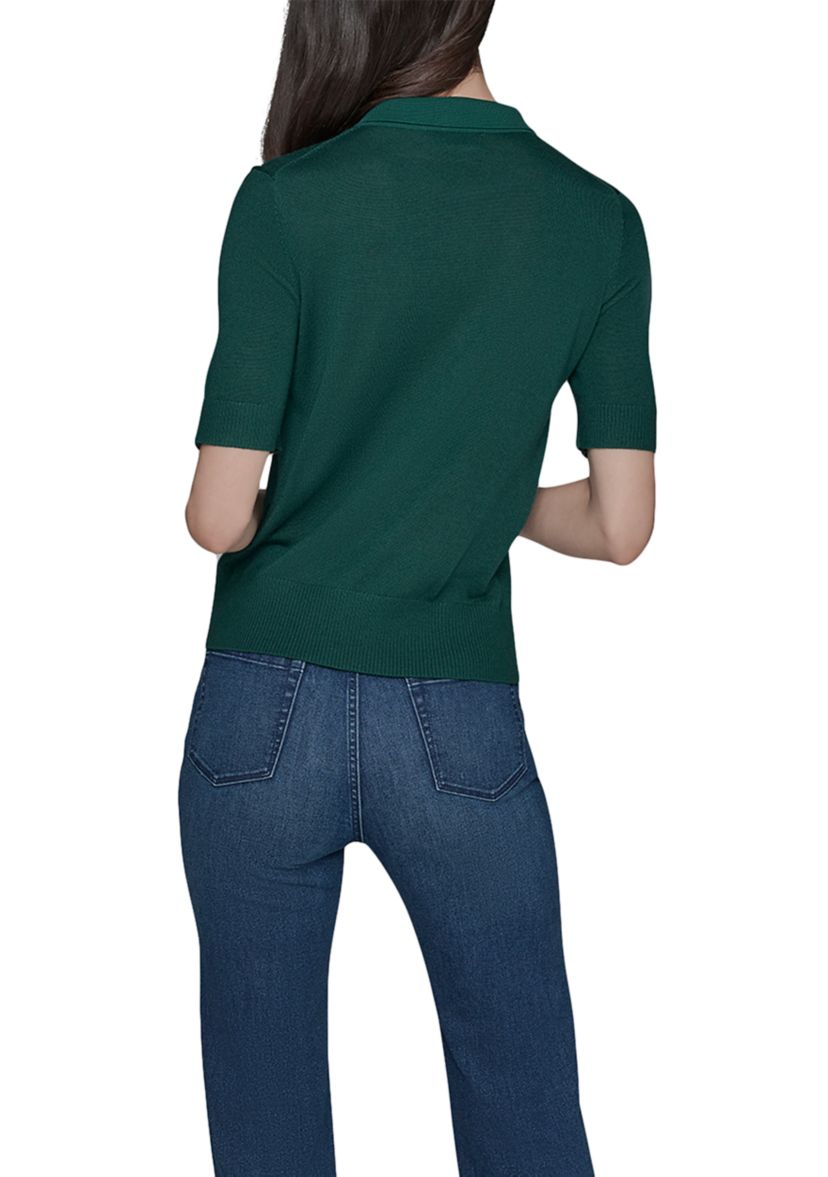 Womens Short Sleeve Polo Sweater