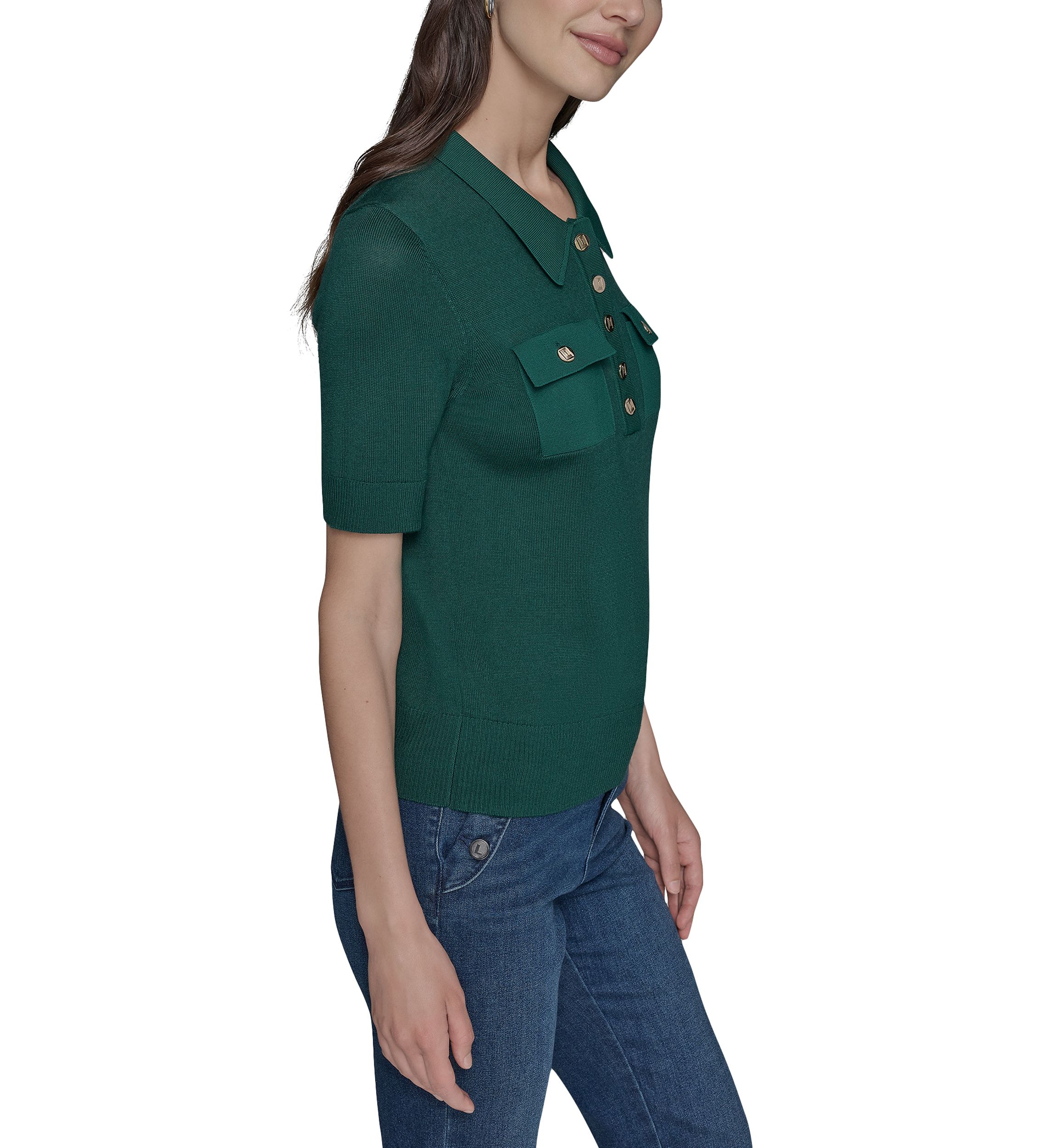 Womens Short Sleeve Polo Sweater