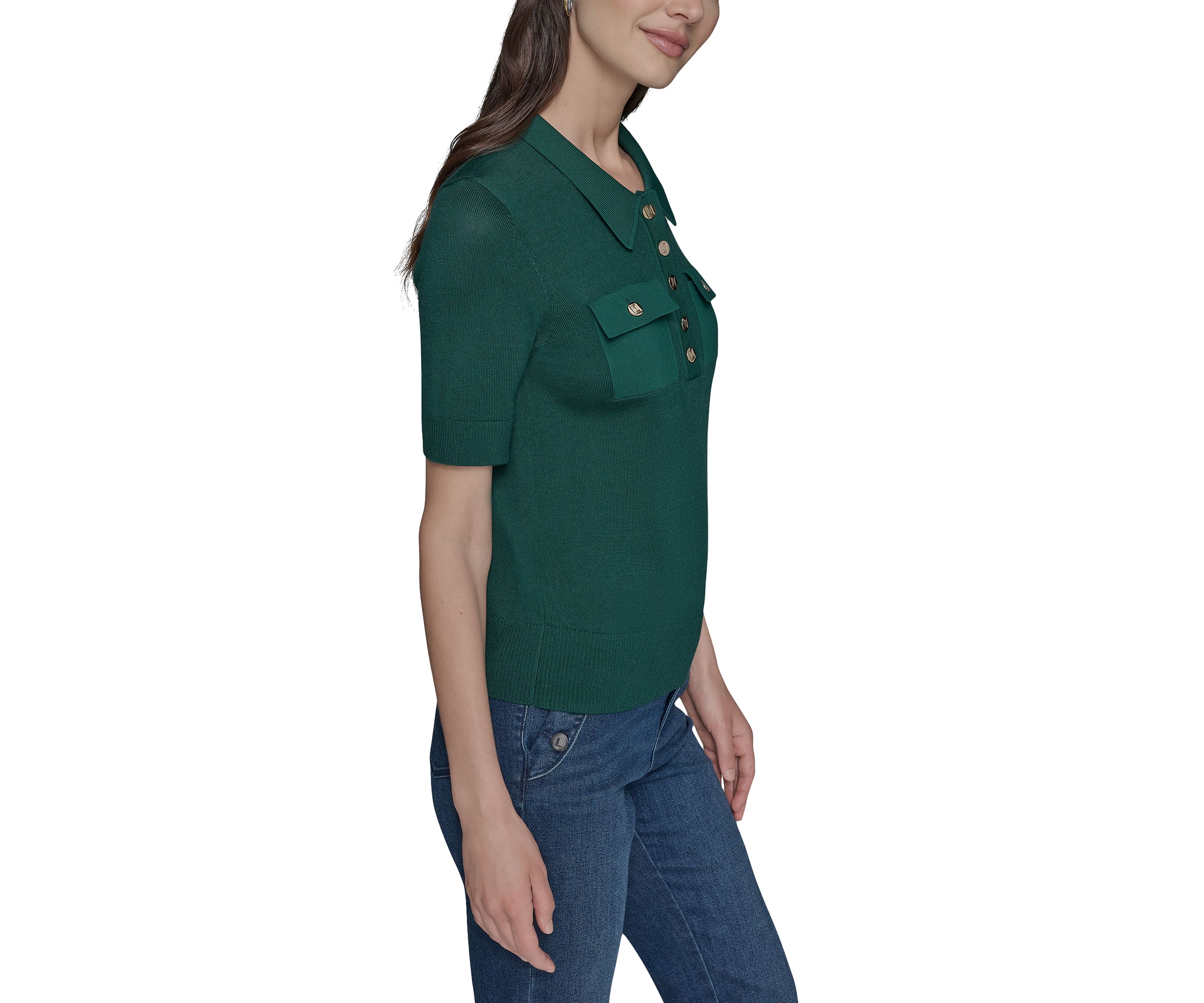 Womens Short Sleeve Polo Sweater