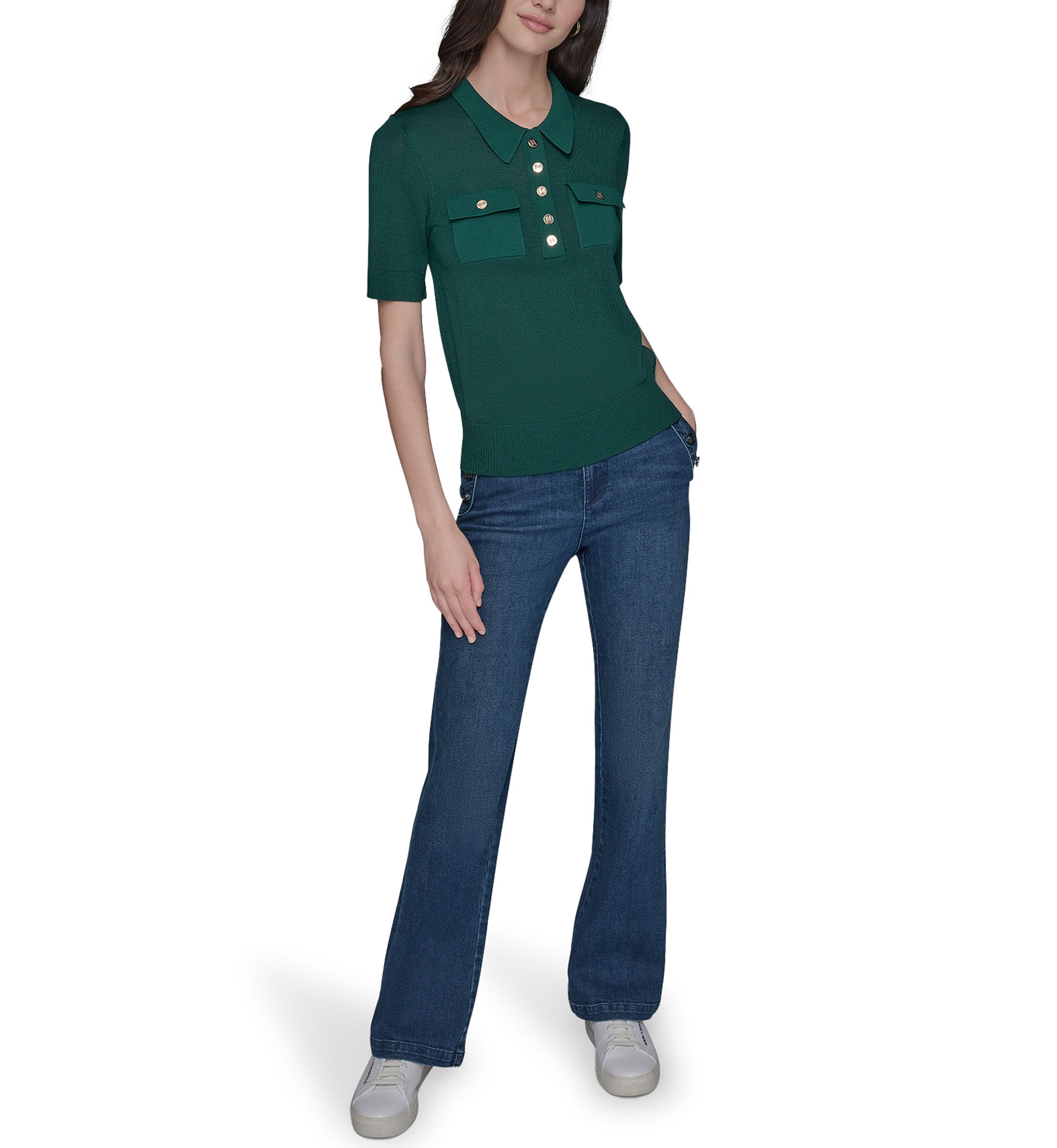 Womens Short Sleeve Polo Sweater