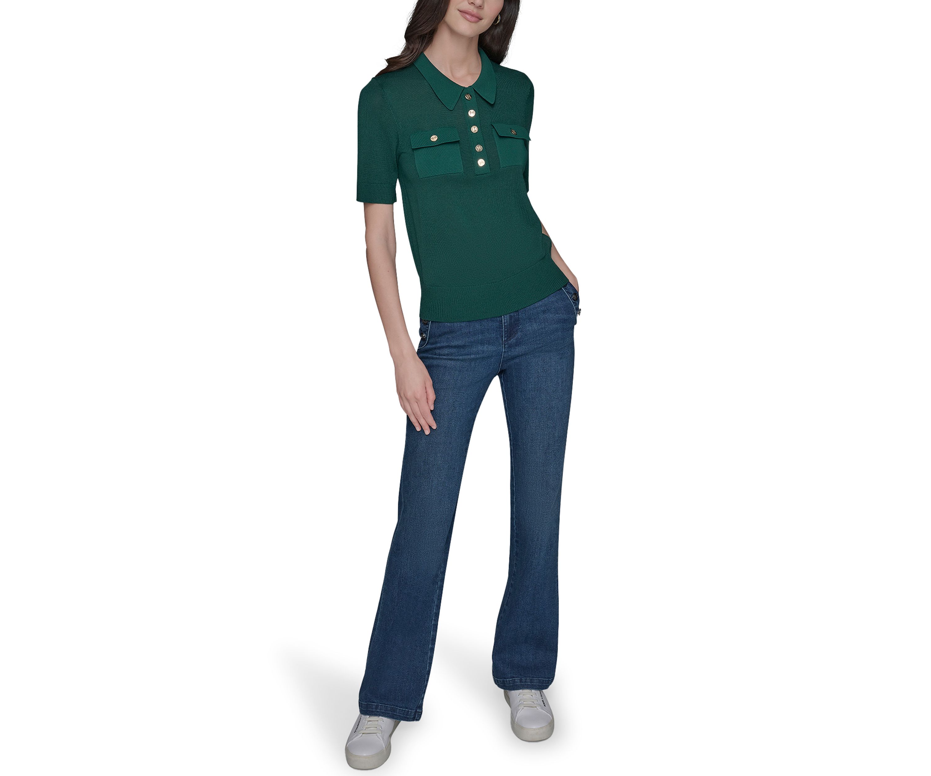 Womens Short Sleeve Polo Sweater