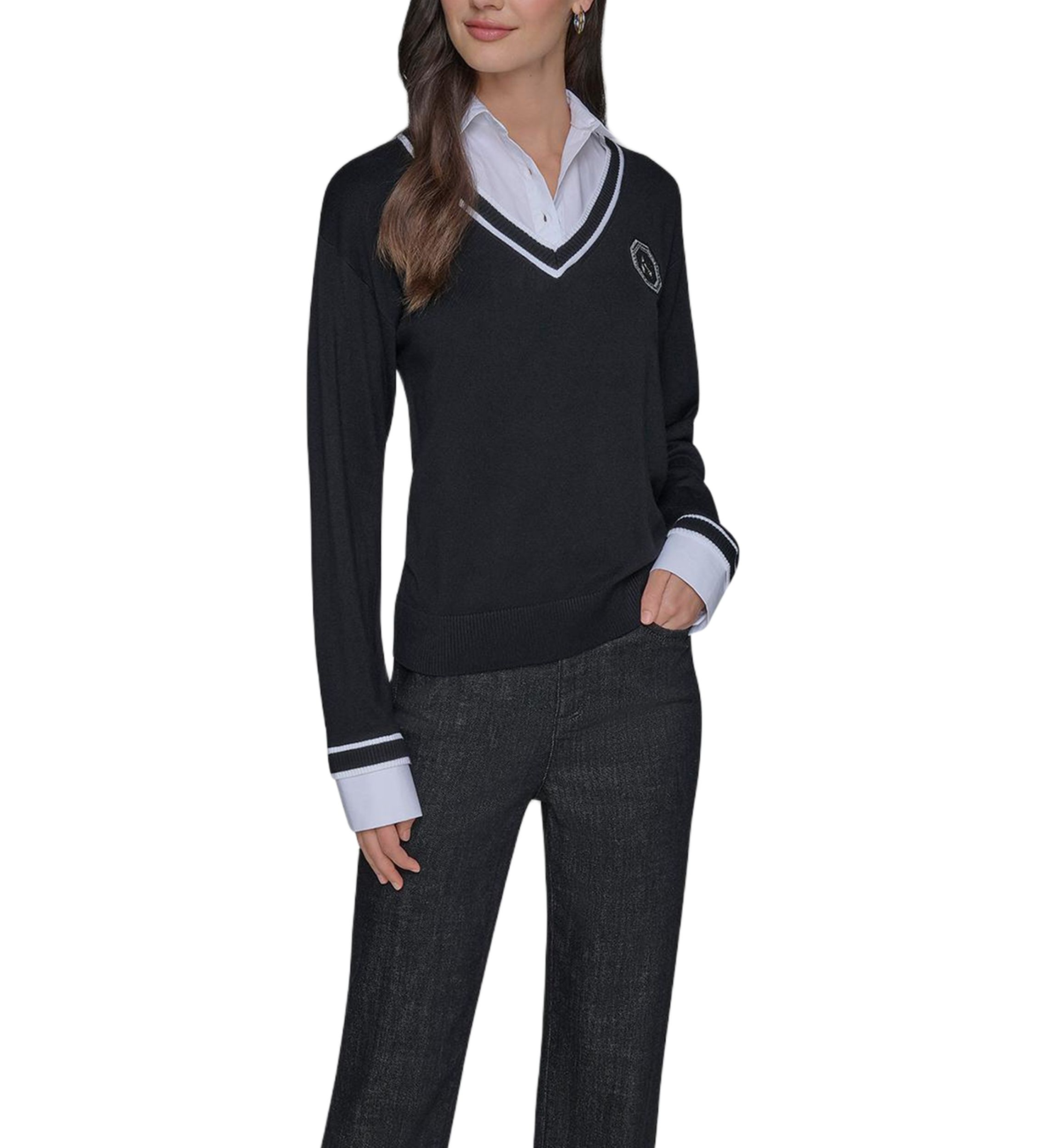 Womens V-Neck College 2Fer Top