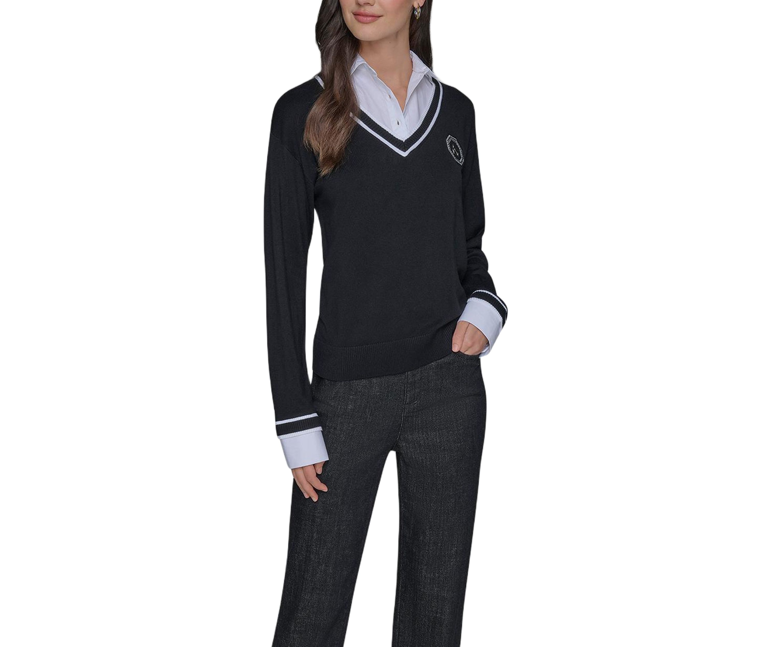 Womens V-Neck College 2Fer Top