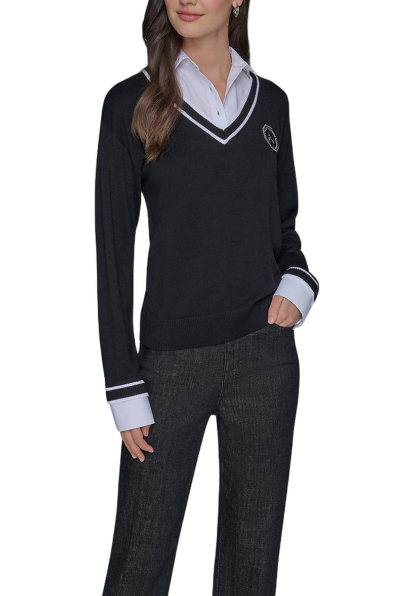 Womens V-Neck College 2Fer Top