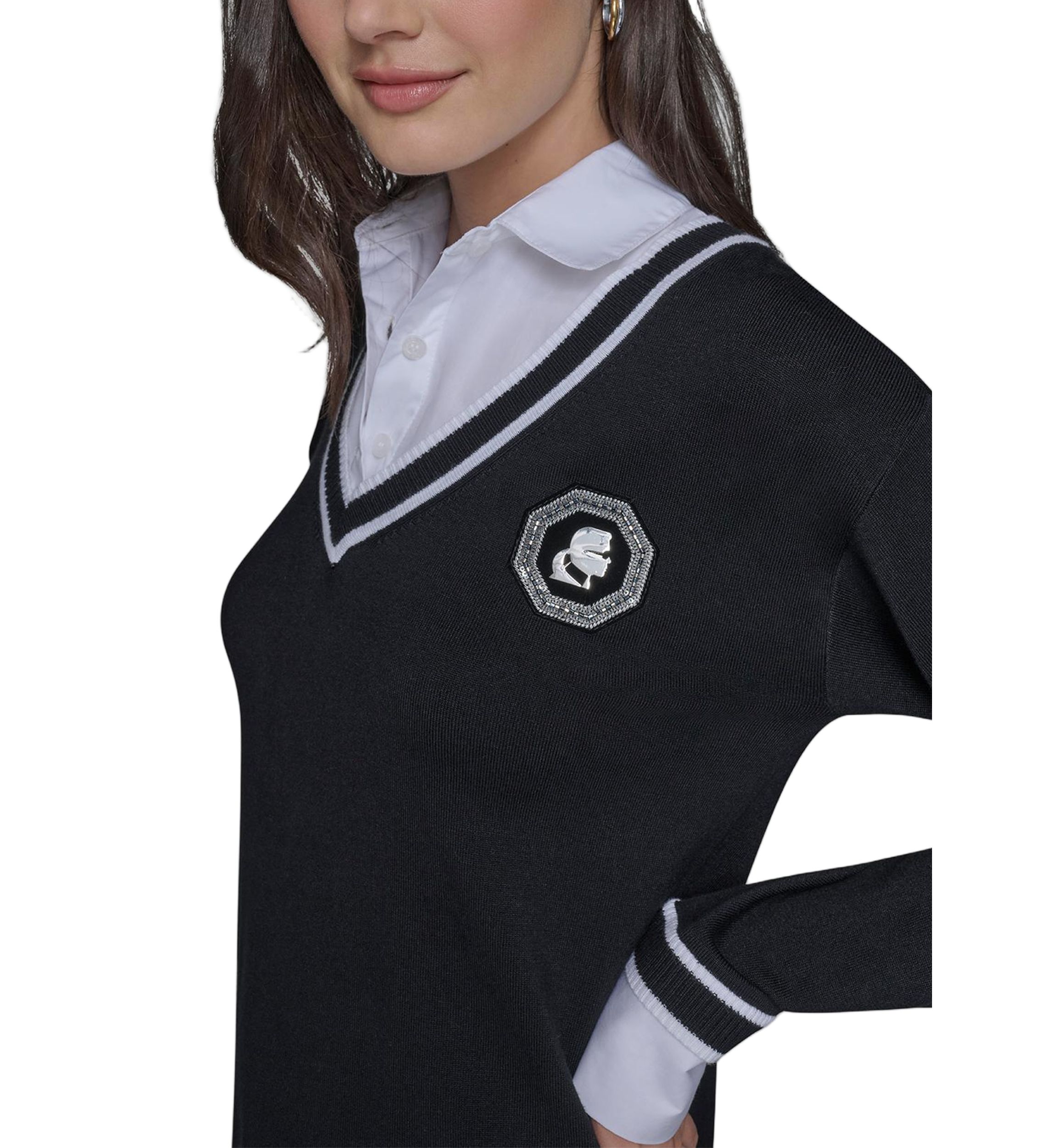 Womens V-Neck College 2Fer Top