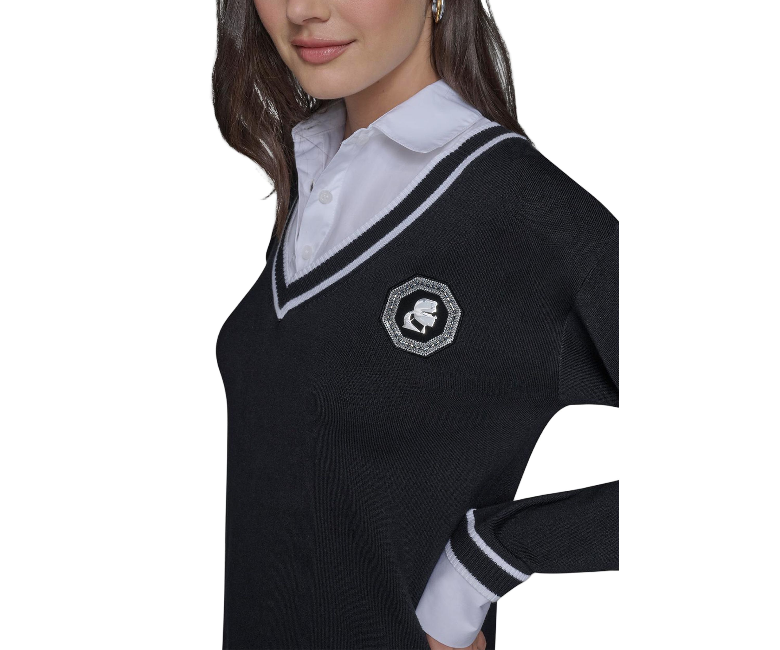 Womens V-Neck College 2Fer Top
