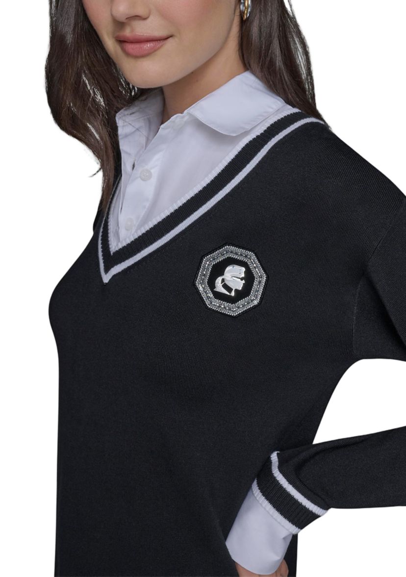 Womens V-Neck College 2Fer Top