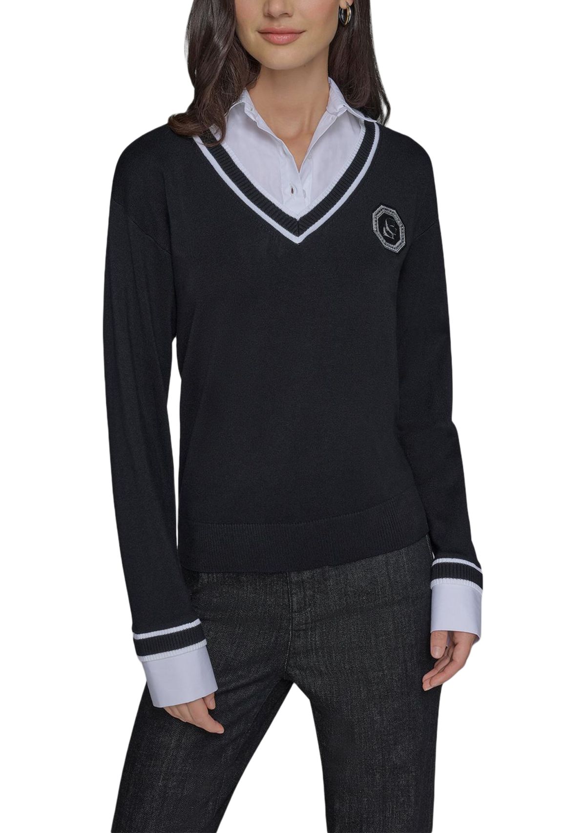 Womens V-Neck College 2Fer Top