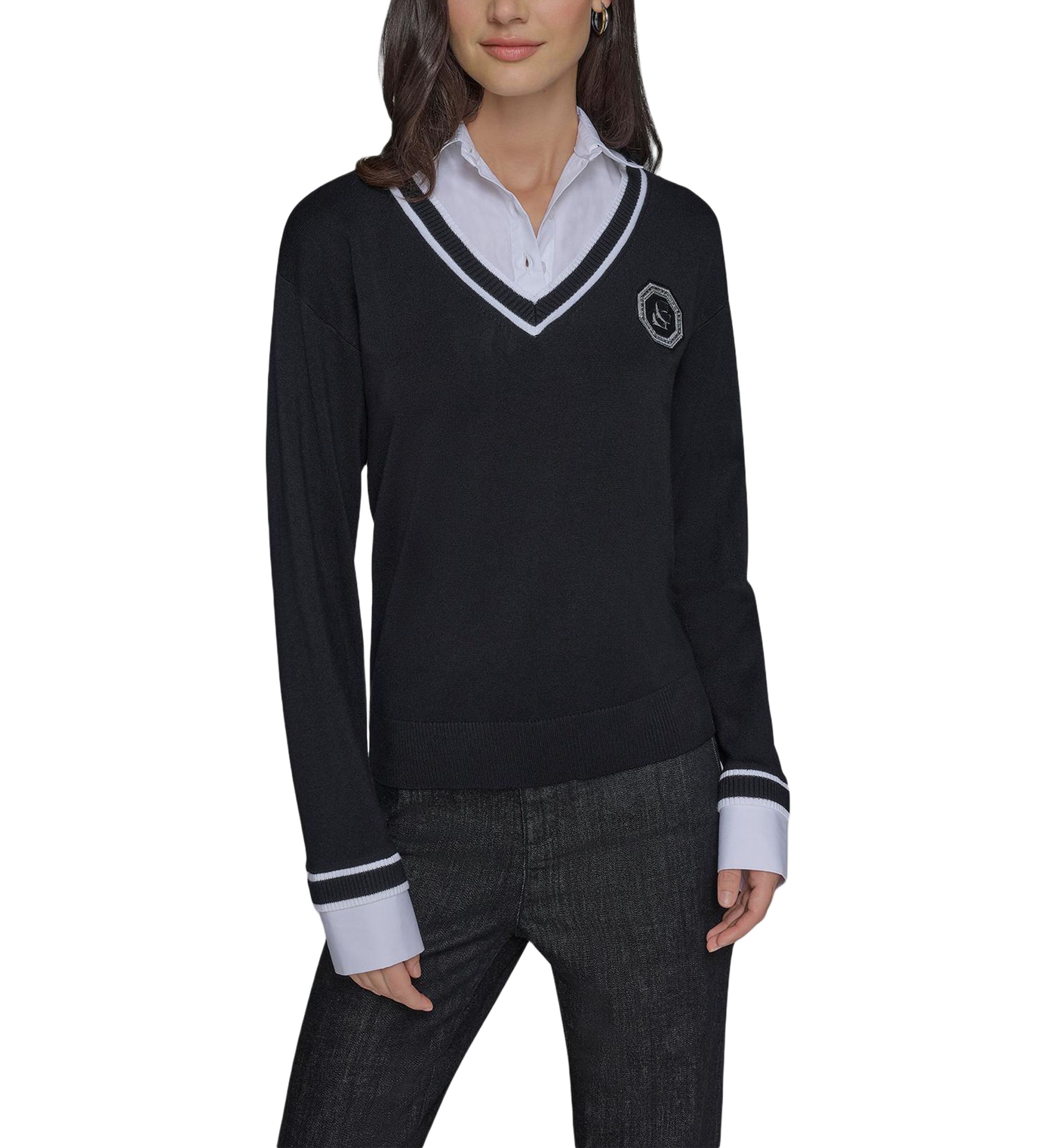 Womens V-Neck College 2Fer Top