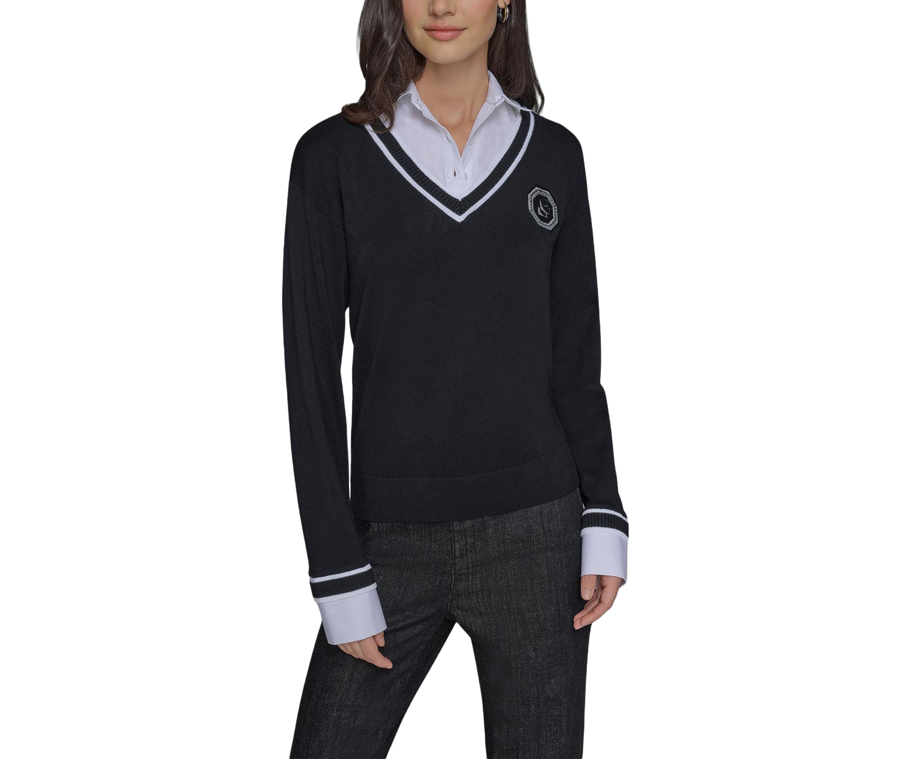 Womens V-Neck College 2Fer Top