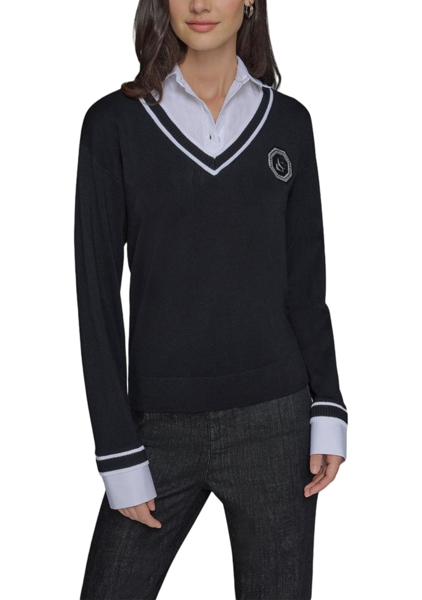 Womens V-Neck College 2Fer Top