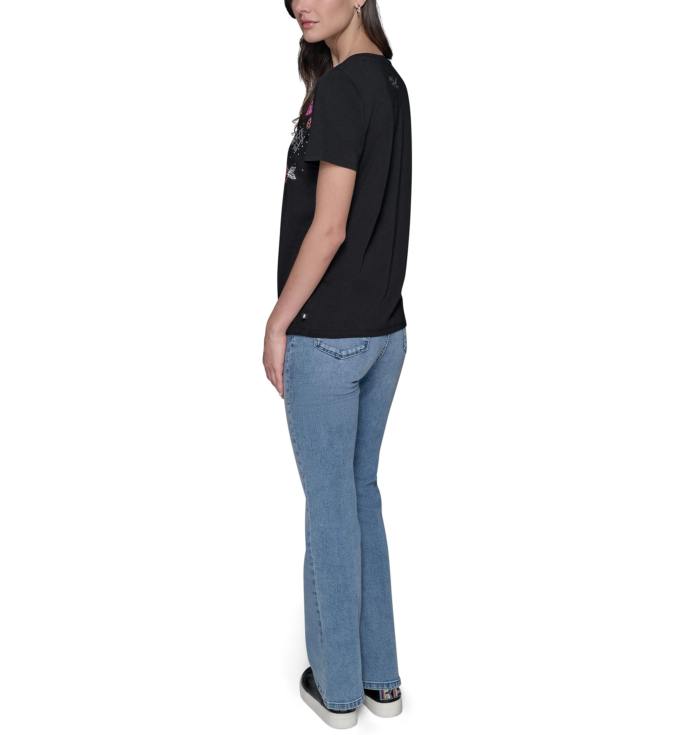 Womens Paris Sequin Scrapbook Graphic T-Shirt